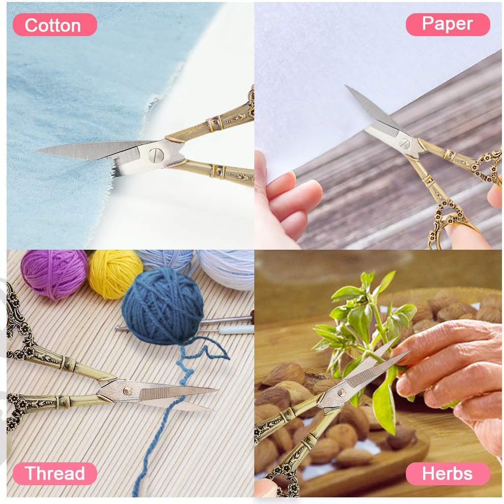 EBANKU Professional Manicure Scissors, Vintage Stainless Steel Cuticle Precision Beauty Grooming for Nail, Facial Hair, Eyebrow, Eyelash, Nose Hair (Gold) image number 6