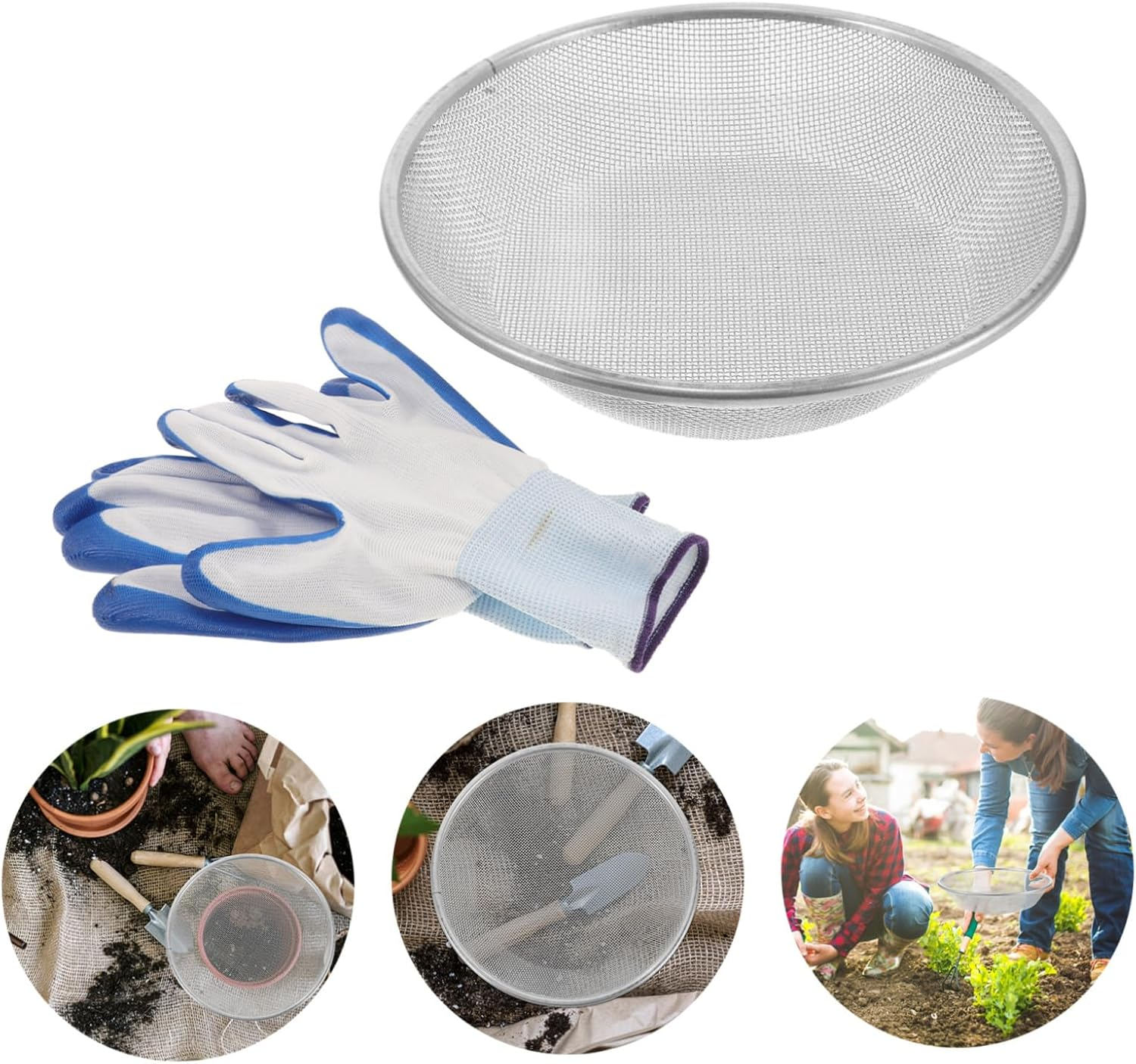 SUPVOX Sandstone Sieve Tool for Gardening Fine Mesh Sieve for Soil Strainer Sifting Pan Construction for Beach Sifting Compost Separation image number 6