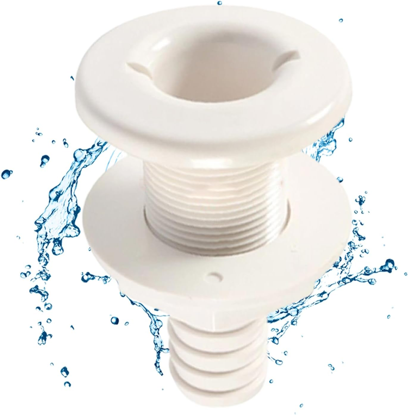 Through Hull Fittings for Boats, Marine Barbed Hose Skin Fitting Drain, Floor Deck Drain for Yachts Kayak Boats Marine Water Bilge Drainage