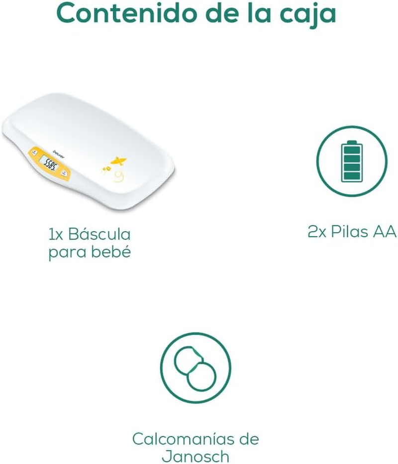 Beurer BY80 Baby Scale | Digital Baby Weighing Scale with Large LCD Screen | Curved Platform for Comfort and Safety | Tare and Hold Functions for Easy Weighing | 20Kg Load Capacity | Easy Wipe-Clean image number 2