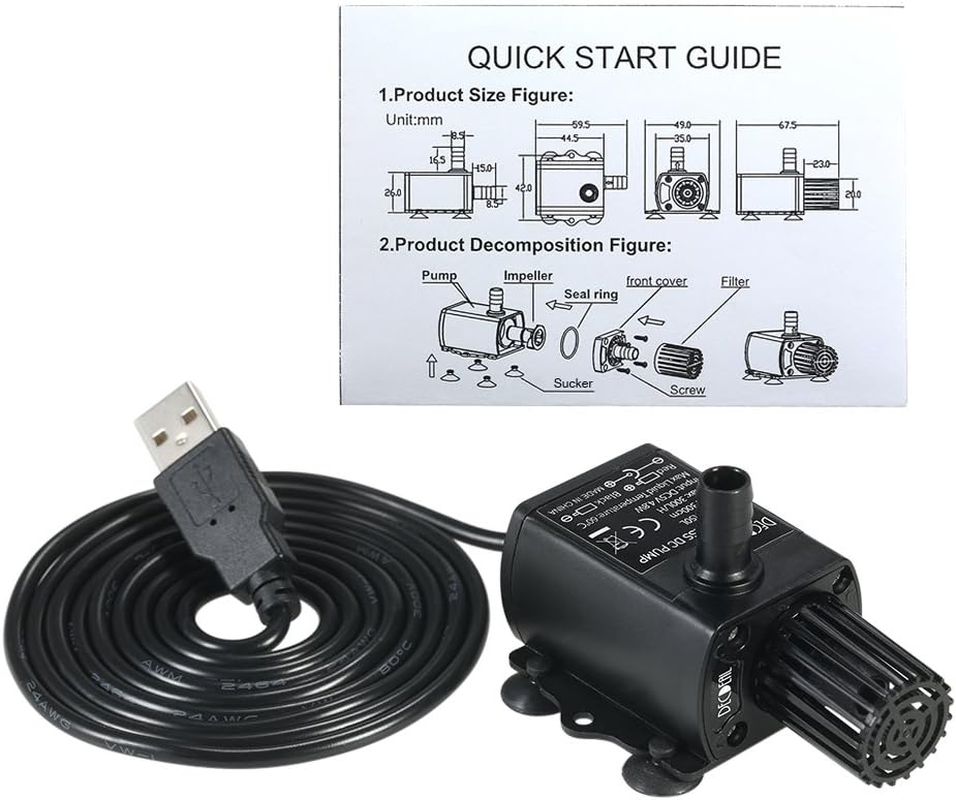 ZIEM Ultra-Quiet Mini USB DC5V 4.8W 300L/H Lift 300Cm Brushless Water Pump Waterproof Submersible Fountain with Flow Adjustment Function image number 1