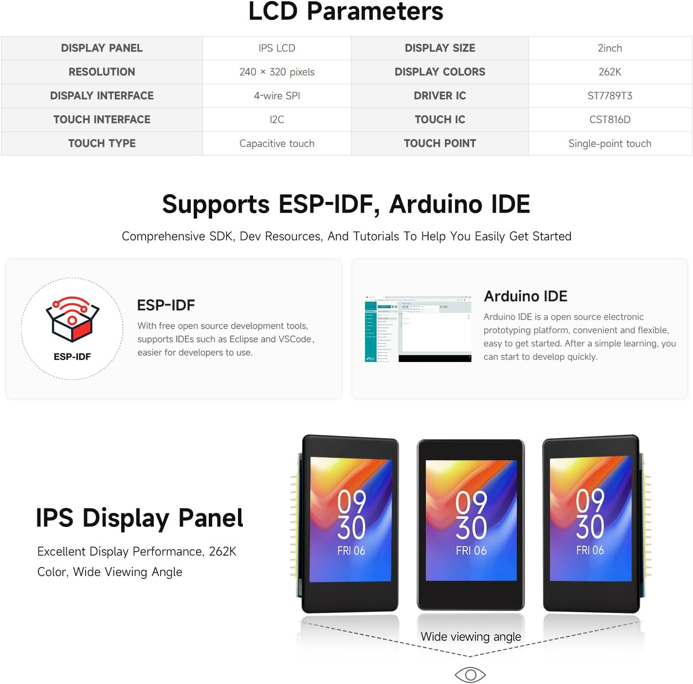 Waveshare ESP32-S3 2Inch Capacitive Touch Display Development Board, 240&times;320 Pixels, IPS Panel, 32-Bit LX7 Dual-Core Processor, up to 240Mhz Frequency, NOT Include OV560 Camera image number 3