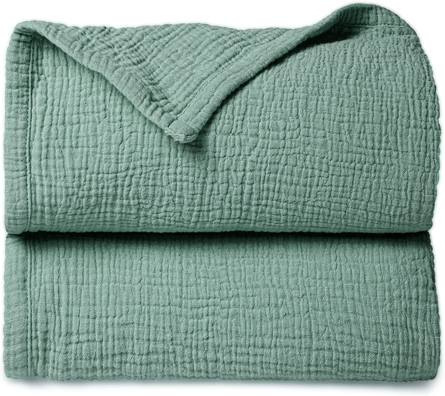 Lulu Moon Baby Blankets Muslin - Soft Cotton Crib Blanket Newborn - Toddler Quilt for Boys and Girls(Blue)