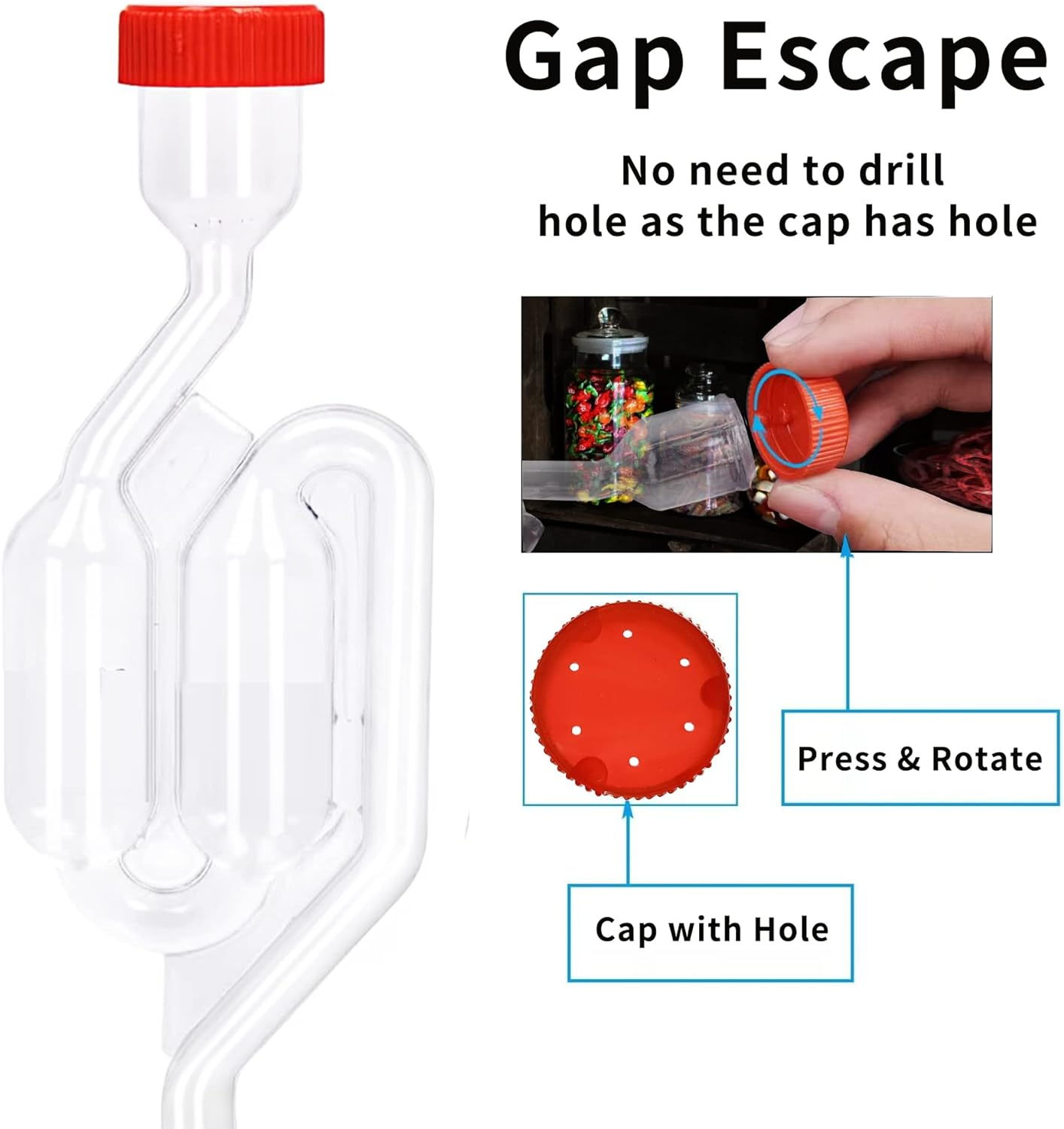 4PACK Twin Bubble Airlock Set, Fermentation Airlock,Brewing Airlocks Brew Kits Airlocks for Fermenting with 4 Stoppers + 10 Grommets image number 1