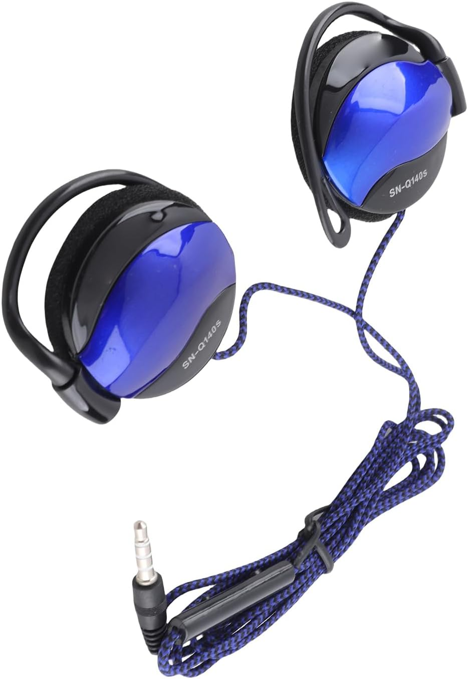 VELATEMOR Sports Ear Hook Headphones with 3.5Mm Line Control Cable, Super Soft Sponge Gaming Headphone, Long Cable Suitable for Bus Travel Use (Blue)