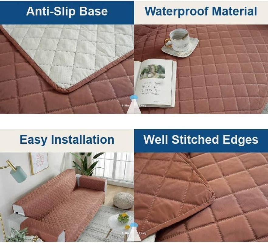 Waterproof Pet Sofa Cover (Maroon, 2 Seater) - Diamond-Quilted, Anti-Slip Base, Antifouling, Well-Stitched Edges - Ideal Pet Covers for Sofas and Lounge Protection image number 5