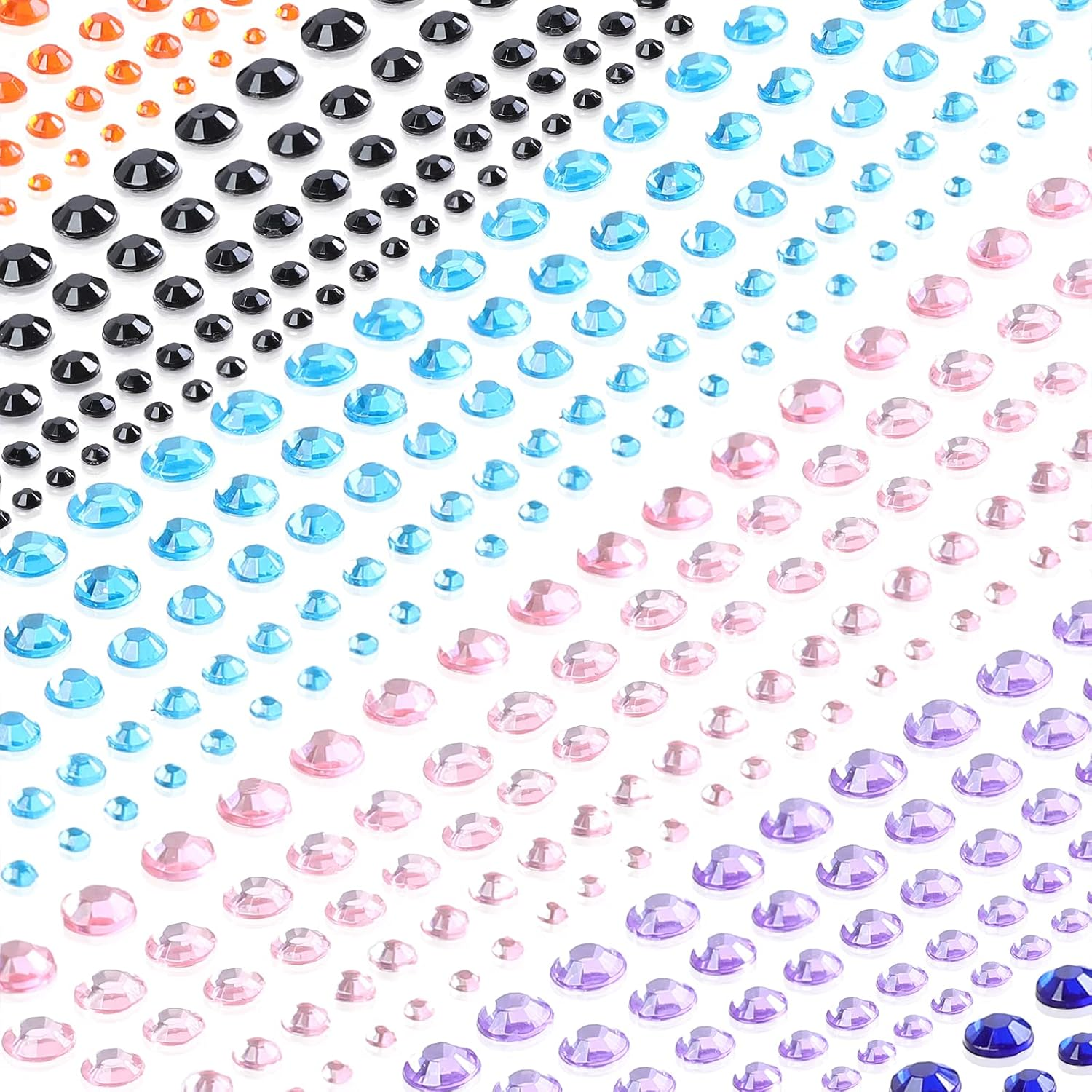 Aiqinu Self-Adhesive Glitter Stones, 16 Colours, 3600 Pieces, Rhinestones, 2/3/4/5/6 Mm, Various Sizes, Glitter Stones for DIY Crafts, Greeting Cards, Face, Nails Decoration image number 5