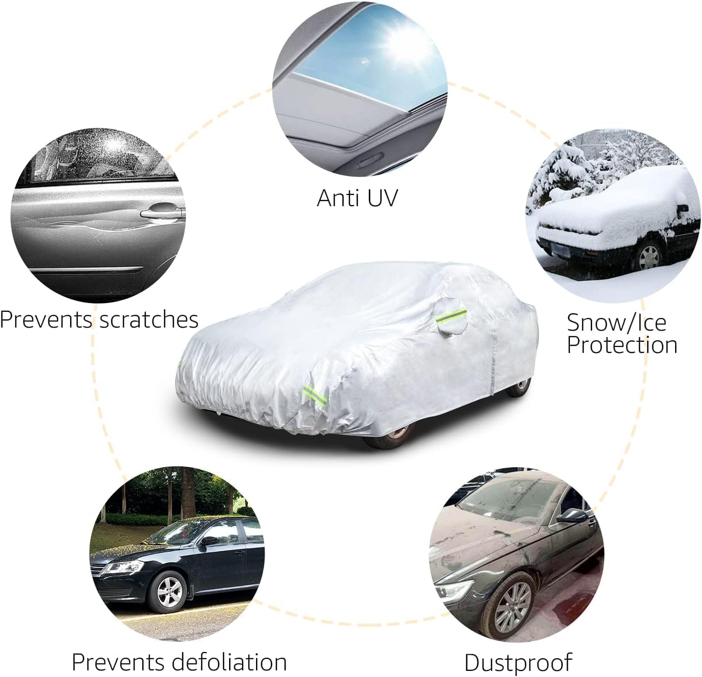 Car Cover Waterproof All Weather,Car Cover Dirtproof, Scratch Resistant, Dustproof,Winter Rain Sun. (XL - 5.4 X 1.75 X 1.2 Meter) image number 3