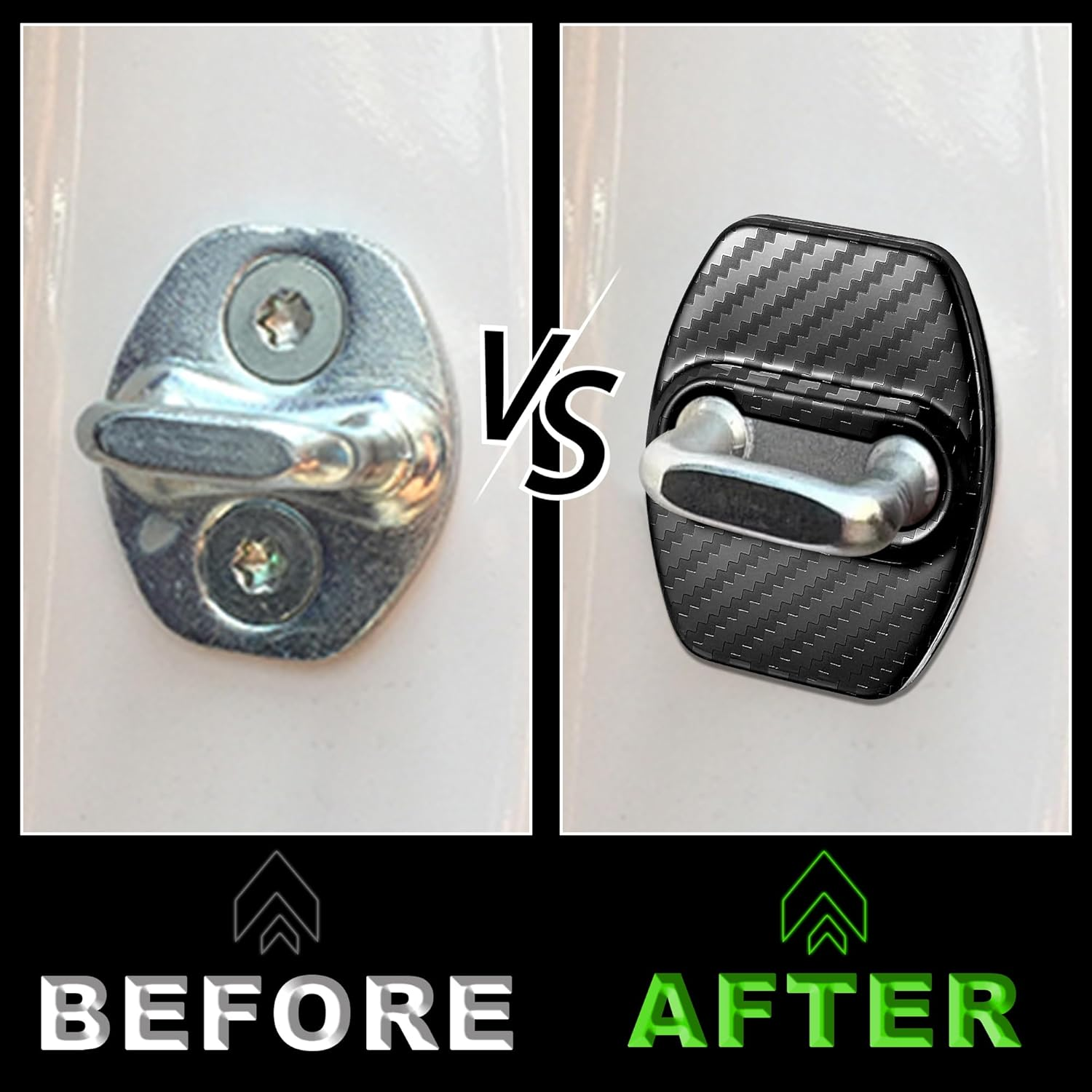 TOMALL 4Pcs Car Door Lock Latches Covers Compatible with Hyundai Sonata Elantra Santa Fe Palisade Tucson Veloster N Genesis Kona/Kona EV Azera Ioniq Stainless Steel Exterior Accessories (Carbon Fiber)