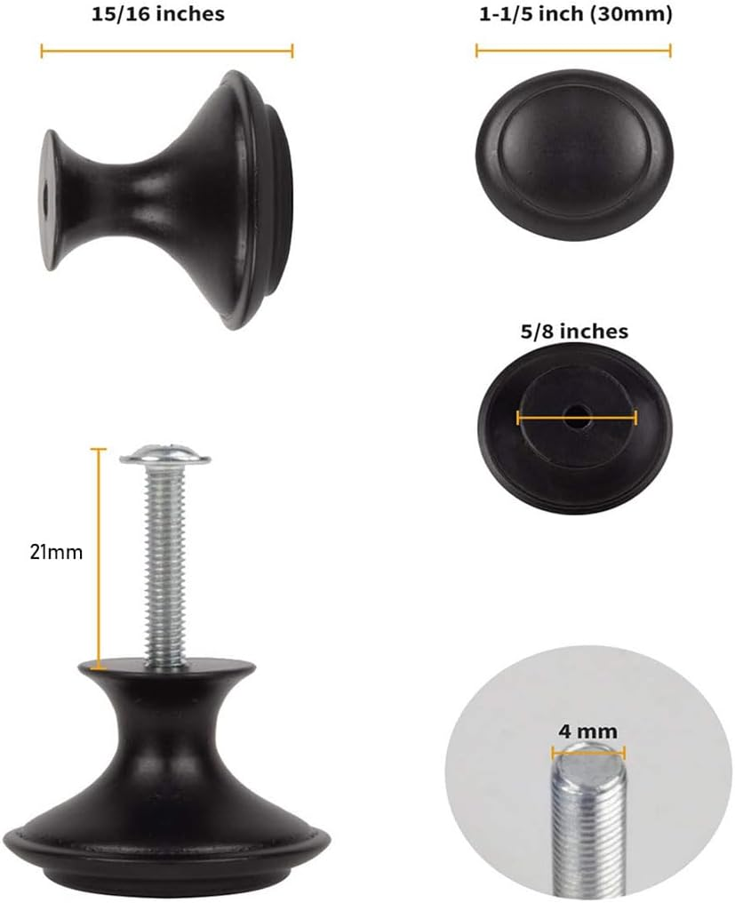 Black Cabinet Knobs, 30Pcs Cabinet Knobs with Screwdriver, round Ringed Kitchen Cabinet Pulls Cabinet Handles with Screws, Kitchen Cabinet Hardware, Matte Black Drawer Knobs for Dresser Cupboards Door