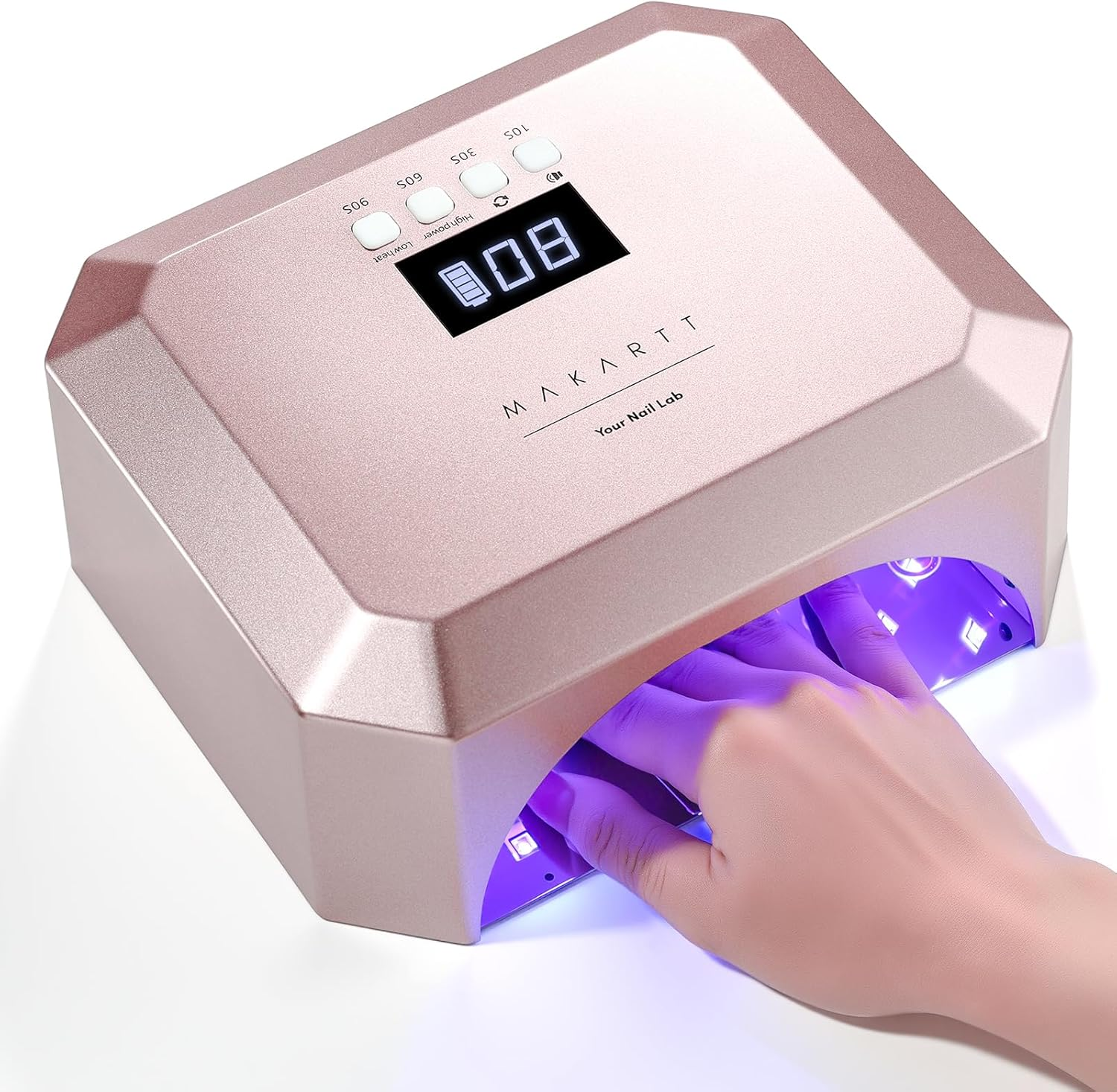 Makartt UV LED Nail Lamp for Gel Nails &ndash; Rechargeable Aurora 30W Nail Light with 39 Leds, Large Space 2600Mah Battery 4 Timers & Auto Sensor Fast Curing Cordless Nail Lamp for Salon(Rose Pink) image number 2