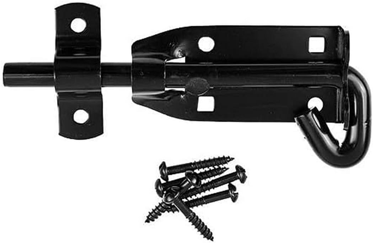 Romak 858260 Black Finish 12 Mm Long Shoot Padbolt with round Keeper, 150 Mm Length