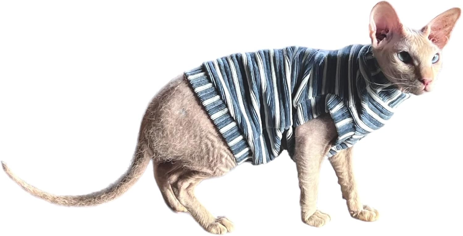 Kotomoda Cat'S T-Shirt Corduroy Dusty Blue for Sphynx and Naked Cats (Small) image number 2
