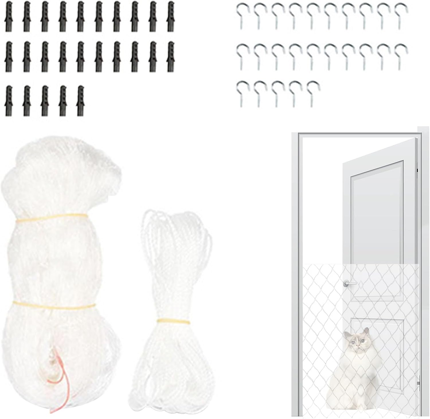 Balcony Screen for Pets - Anti-Fall Mesh Cat Safety Fence for Patio,Pet Protection Netting for Doorway, Stairs, Balcony Gate, Window, Deck