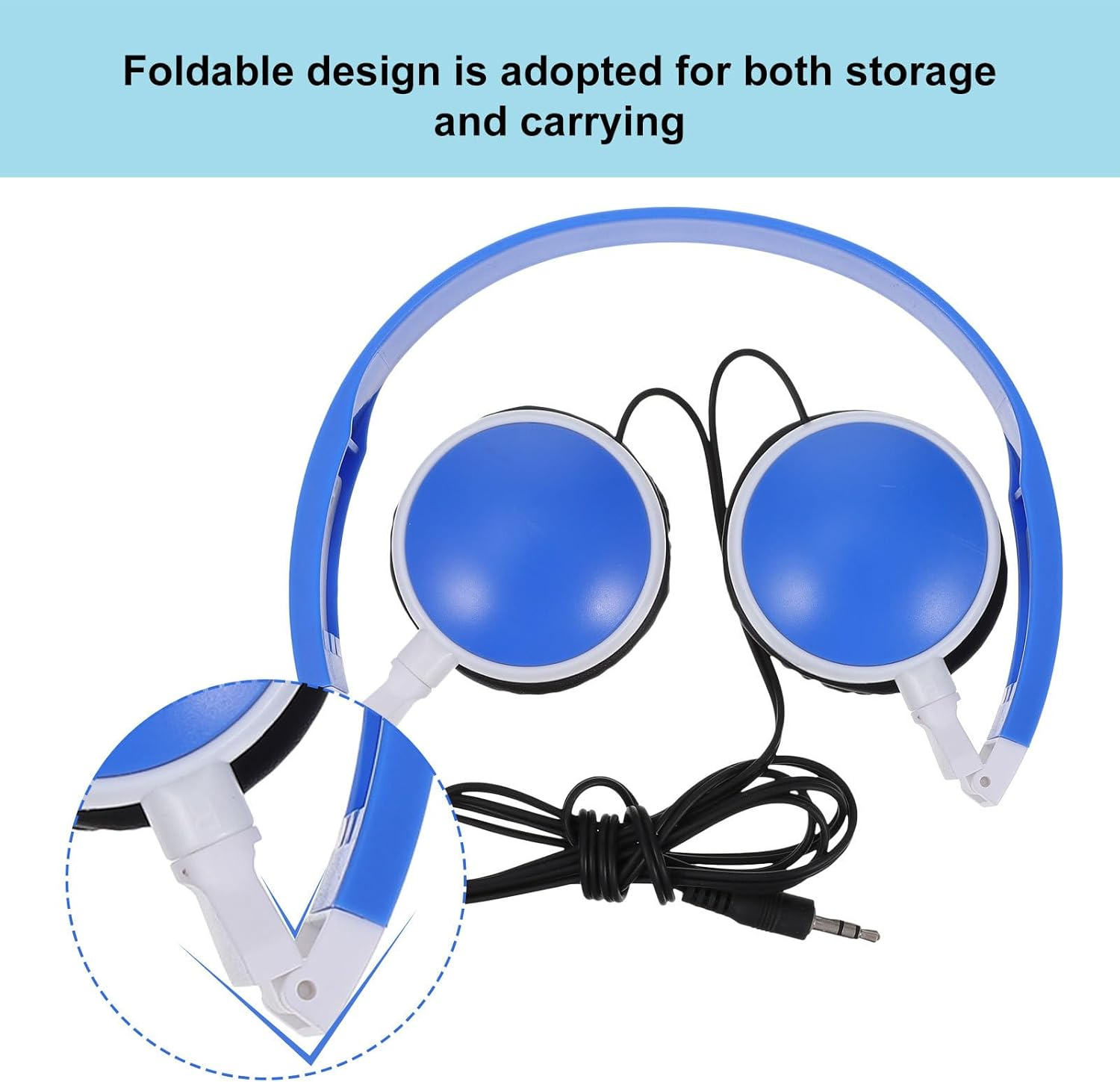LABRIMP Foldable Stereo Headphones Lightweight over Ear Headset for Cushioned Design for School Study Music Gaming Travel Compatible with Phones and Computers image number 6