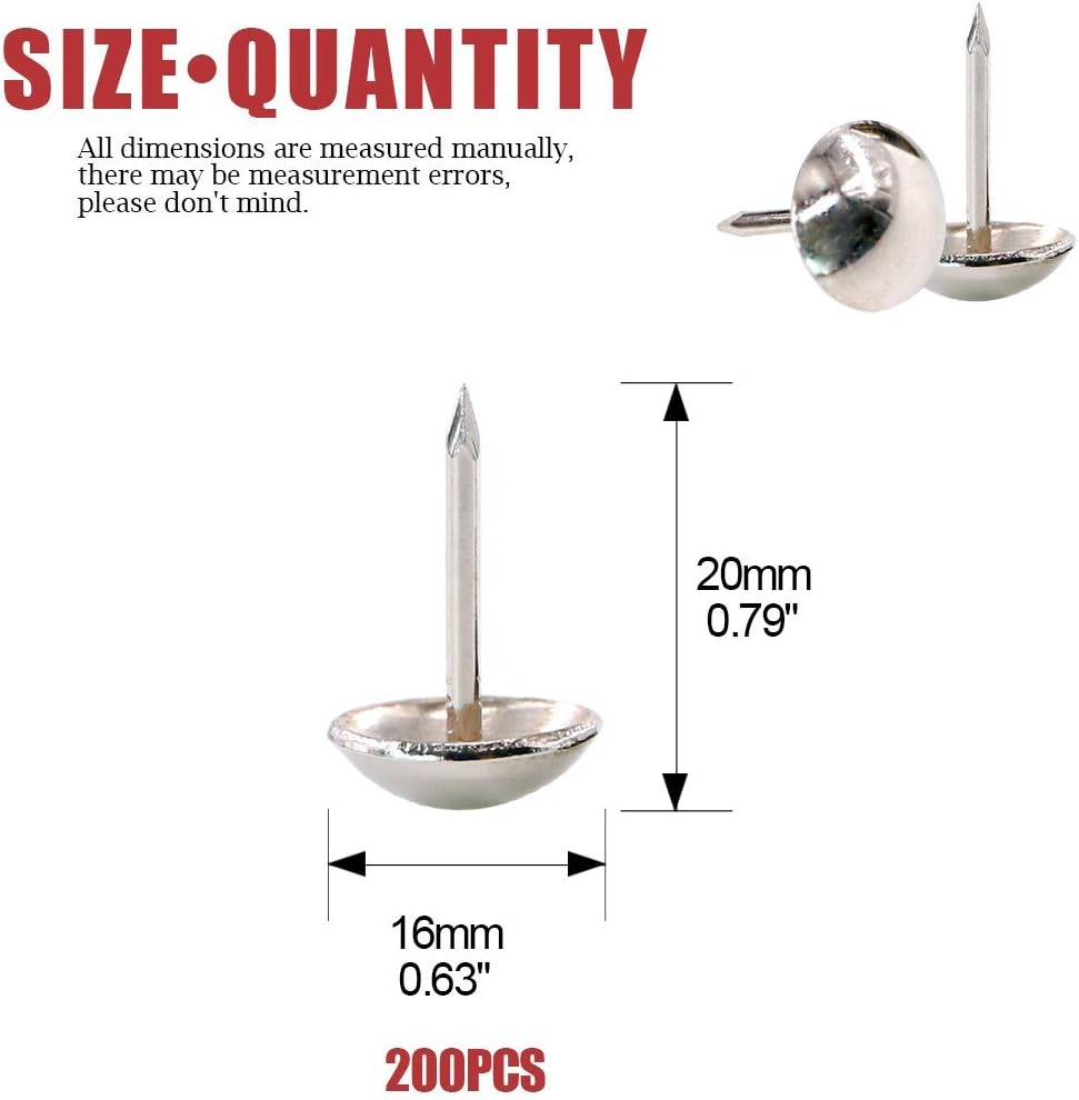 Hilitchi 200 Pieces 5/8'' (16Mm) round Dome Head Vintage Decorative Upholstery Nails Tacks Furniture Sofa Thumb Tacks Nails Pins with Clear Plastic Case (Silver) - Red Copper image number 7