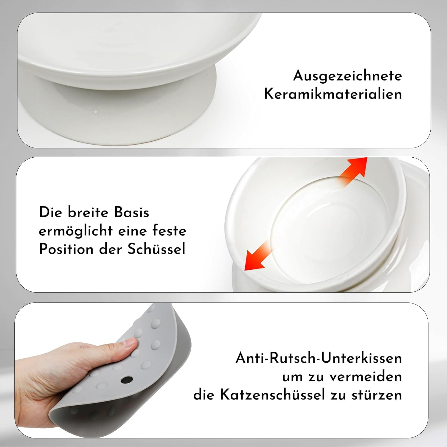 Cat Bowl, Pack of 2 Ceramic Feeding Bowls, Raised Cervical Protection, Cat Bowl, Feeding Bowl, Cat Raised Feeding Bowls, Cats for Cats with Water, Dry Food, Wet Food image number 5