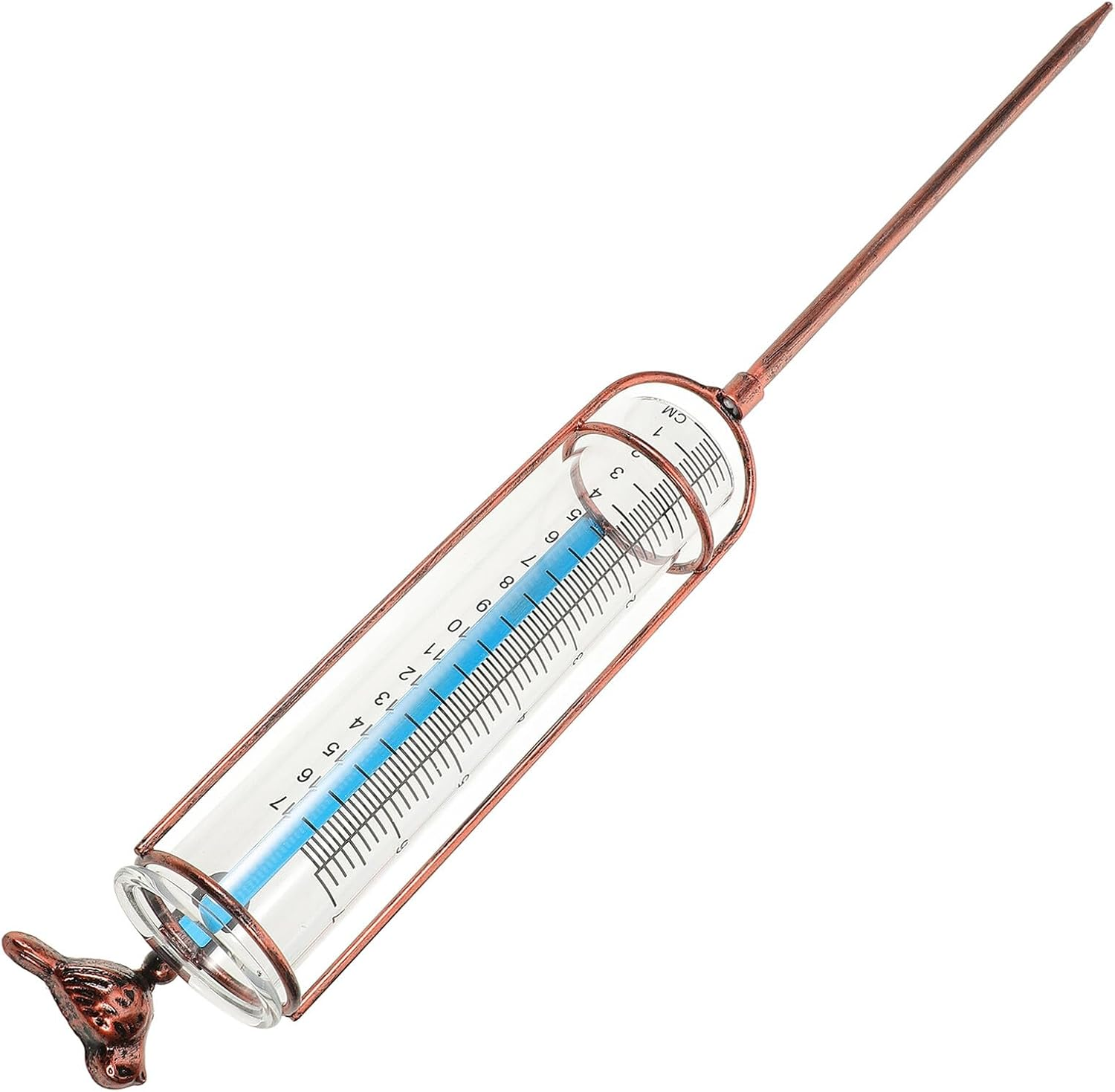 Gadpiparty Glass Rain Gauge Replacement Tube 7-Inch Red Gasket Brass Color Outdoor Rain Gauge Tube for Garden Lawn for Rainfall Monitoring image number 6