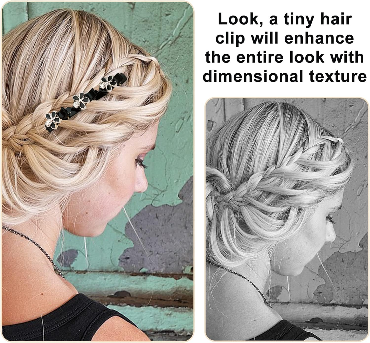 4Pcs Braided Hair Clips, Sparkling Crystal Stone Hair Clips for Braids with 3 Small Clips, Sturdy Double-Layer Fixed Weave Hairpin Duckbill Clip Rhinestones Braided Hair Clips for Women (Style 2) image number 1