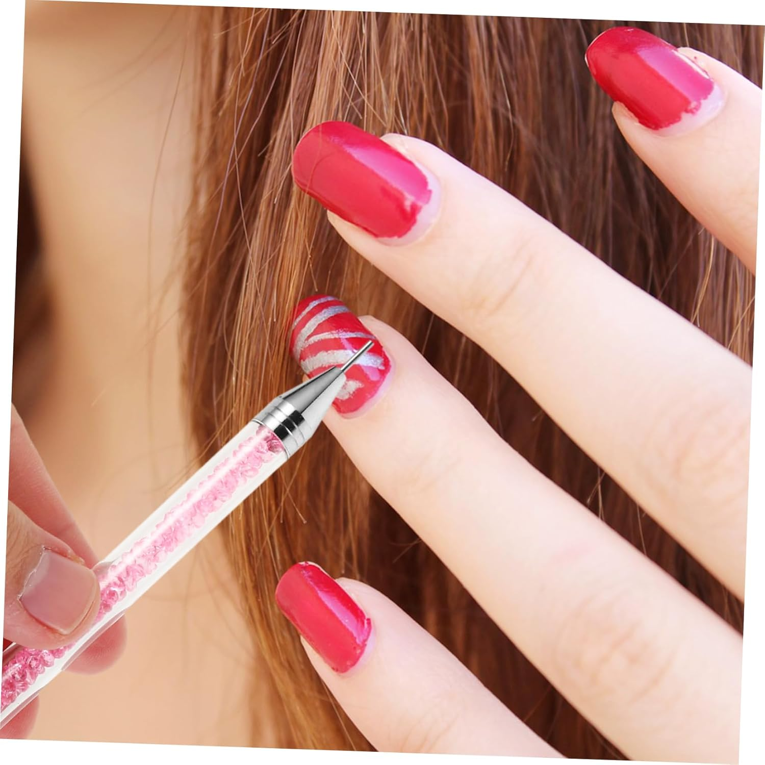 CALLARON 2Pcs Dual Ended Nail Tools with Extra Wax Heads Precision Rhinestone Applicator Dotting Tool for Nail Art Includes Storage Case for Easy Organization image number 4