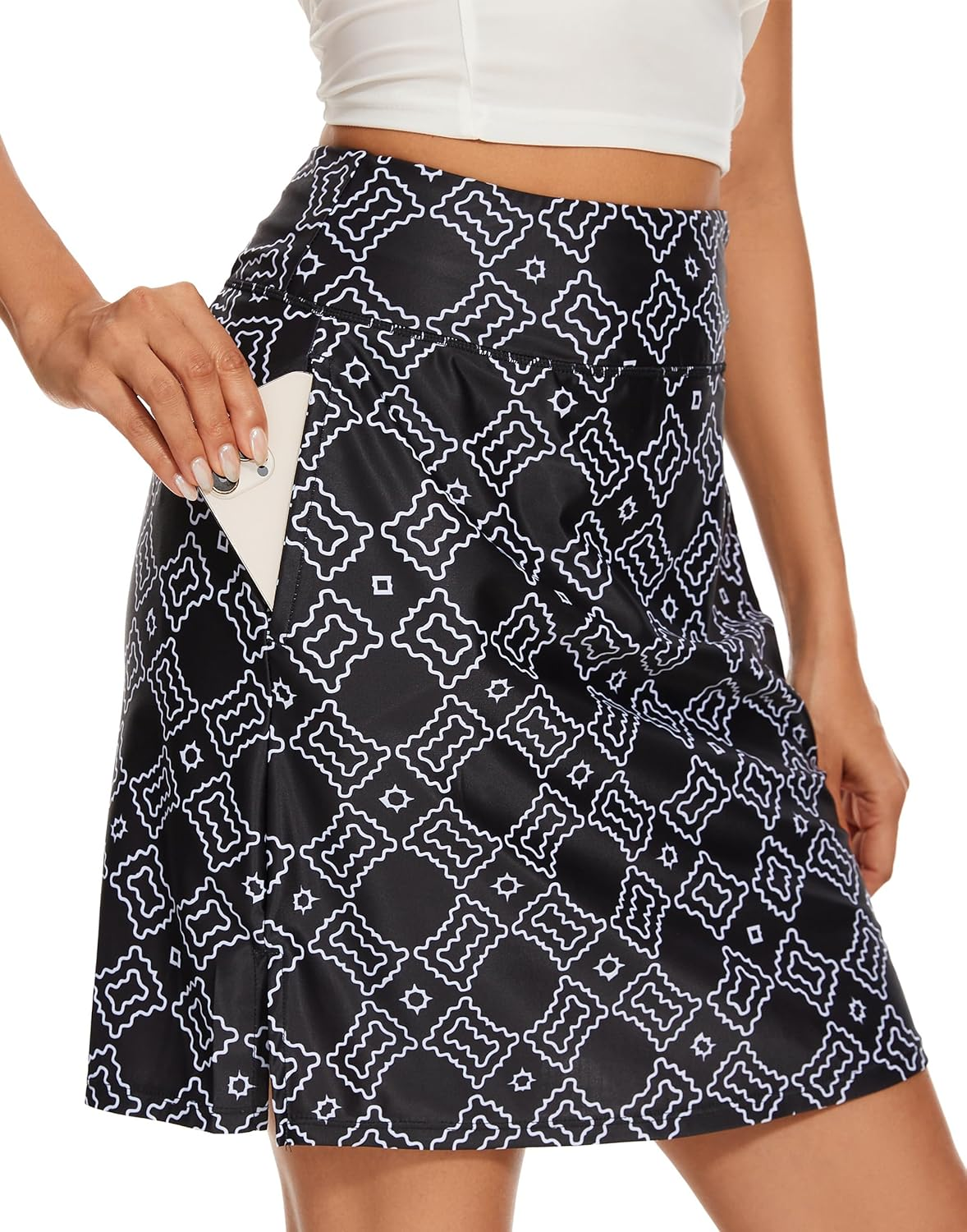 M MOTEEPI Modest Knee Length Skorts Skirts for Women Tennis Athletic Golf Skort with Pockets UV Protection High Waist