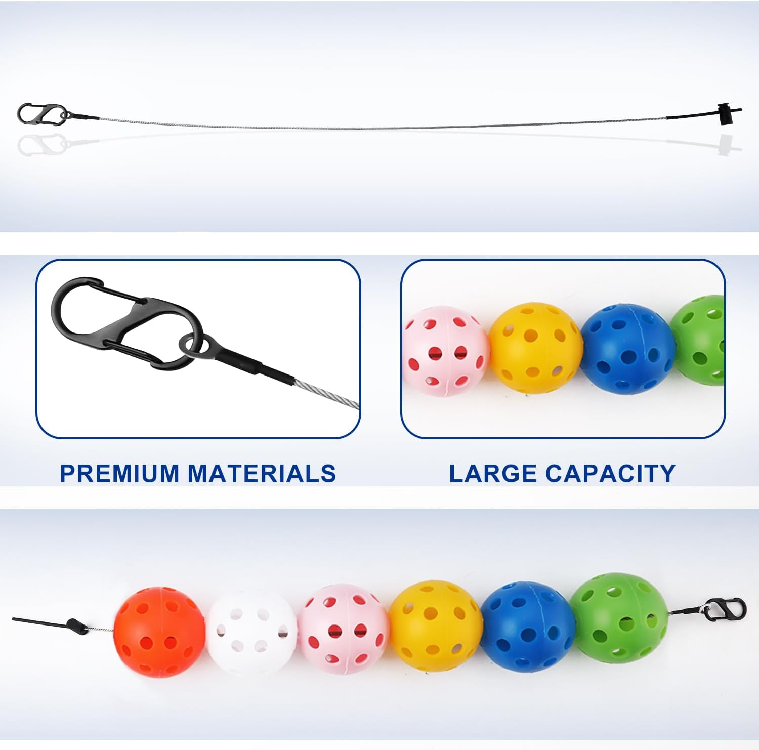 PEUTIER Pickleball Ball Stringer Cable Chord, 23 Inch Length Pickeball Rope Pickleball Accessories for Pickleball Storage image number 3
