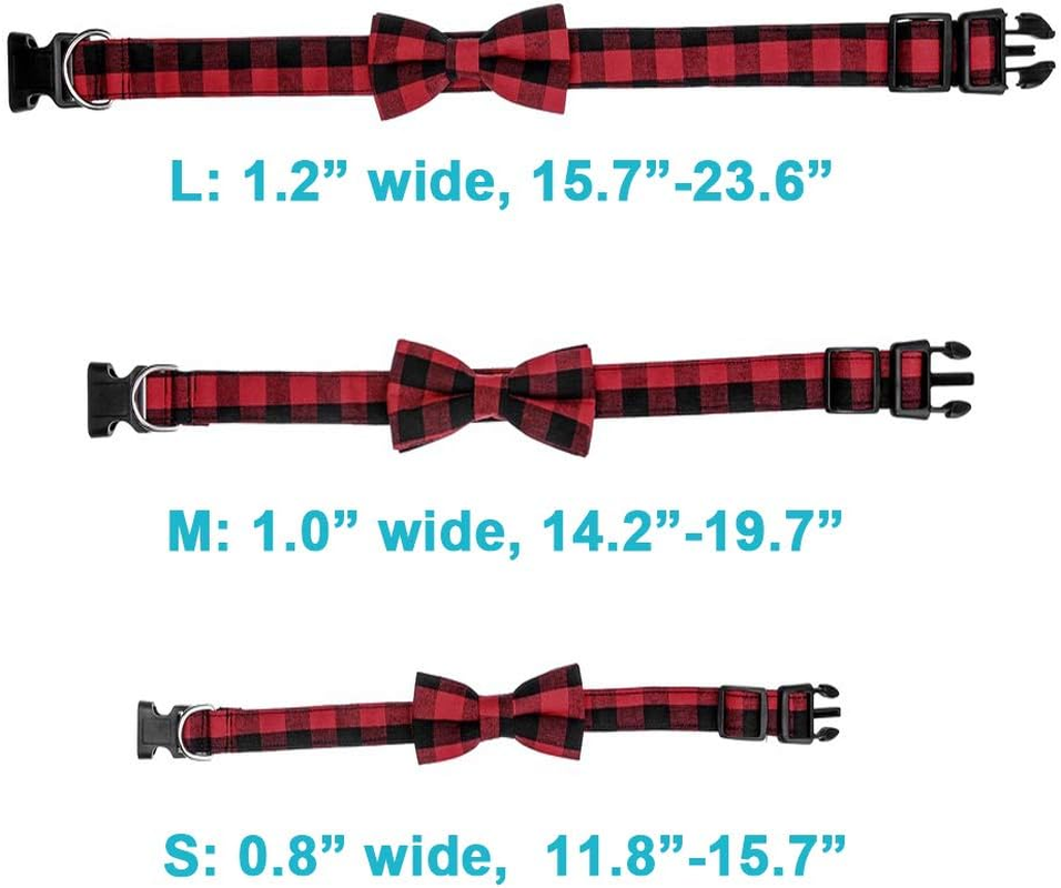 Love Dream Dog Collar with Bowtie, Soft and Comfortable Breakaway Plaid Dog Collar with Cute Bow Tie for Small Medium Large Dogs (Small)