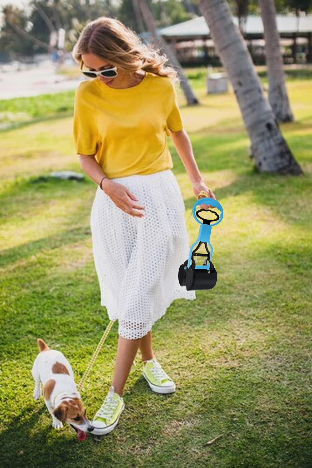 Pet Dog Pooper Scooper, Durable Handle Dog Poop Pick up Tool (Blue) image number 3