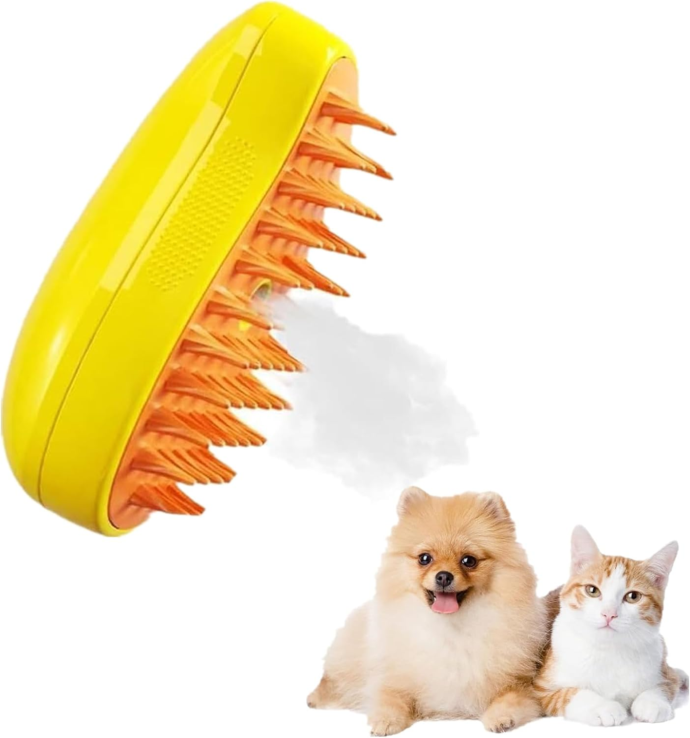 Steamy 3-In-1 Cat Brush - Self-Cleaning Steam Pet Hair Cleaner and Massage Brush for Removing Tangled Loose Hair (C)