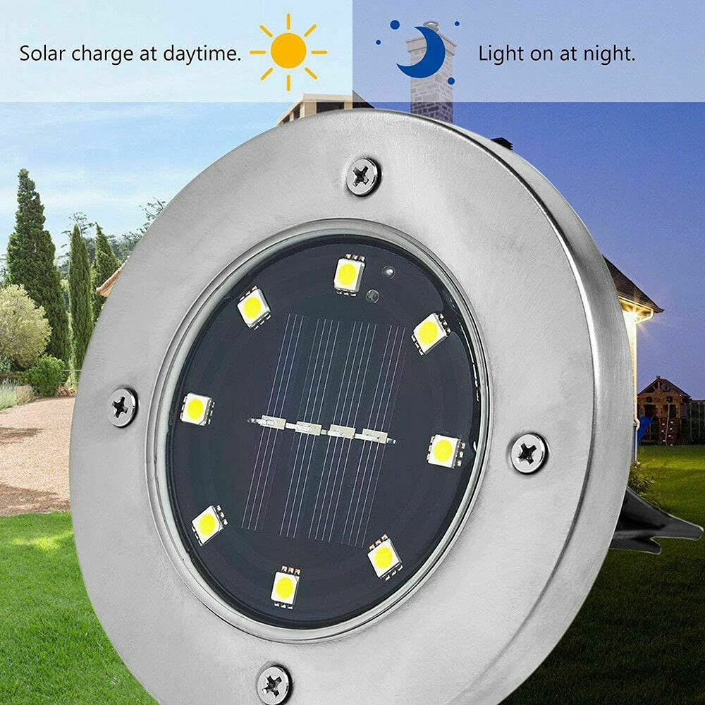 4/8/12 Solar Powered LED Buried Inground Recessed Light Garden Outdoor Deck Path (8X) - 12X image number 4