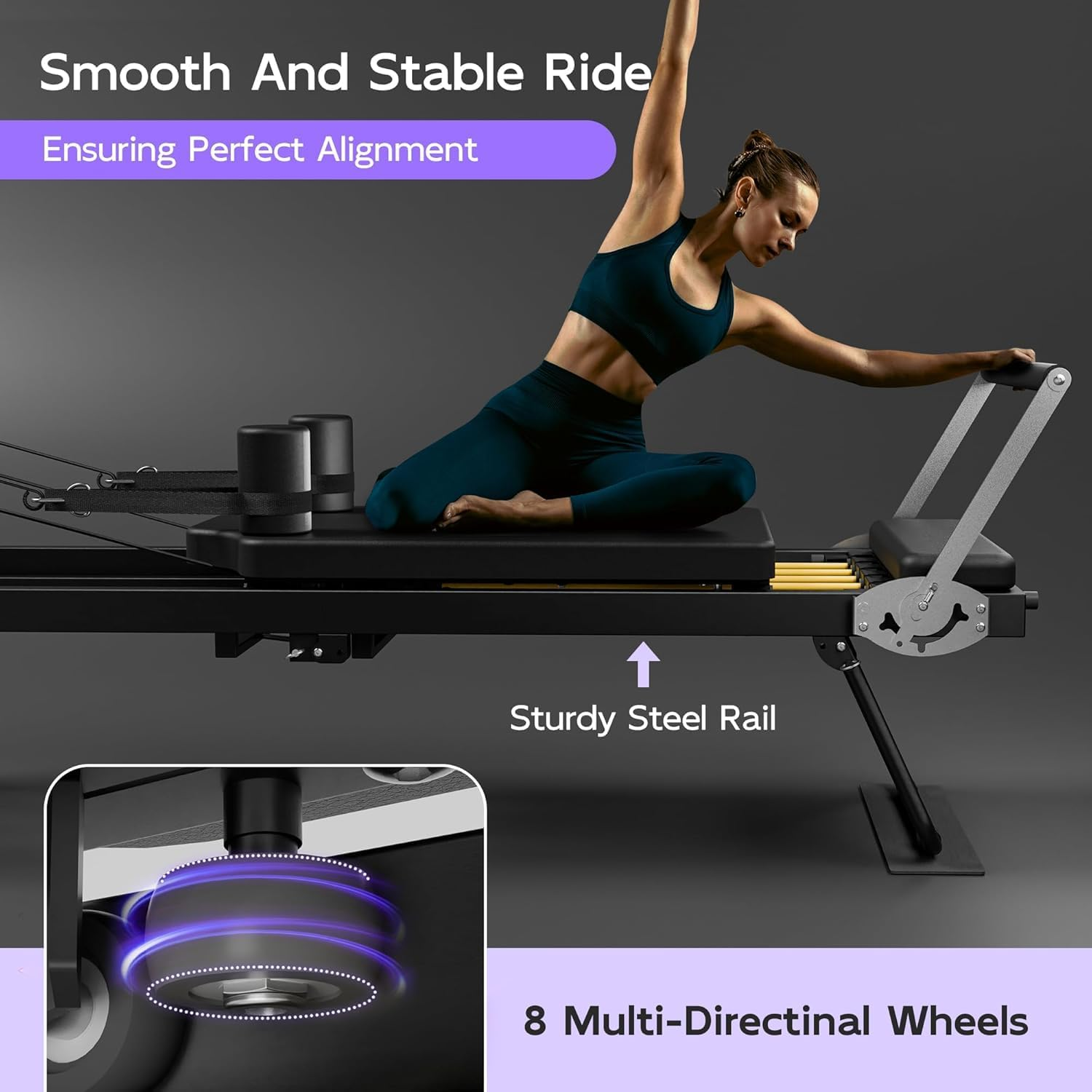 Pilates Reformer Foldable Reformer Pilates Machine & Equipment for Home Use and Gym Workout Suitable for Advanced and Beginners Users, up to 400 Lbs Weight Capacity