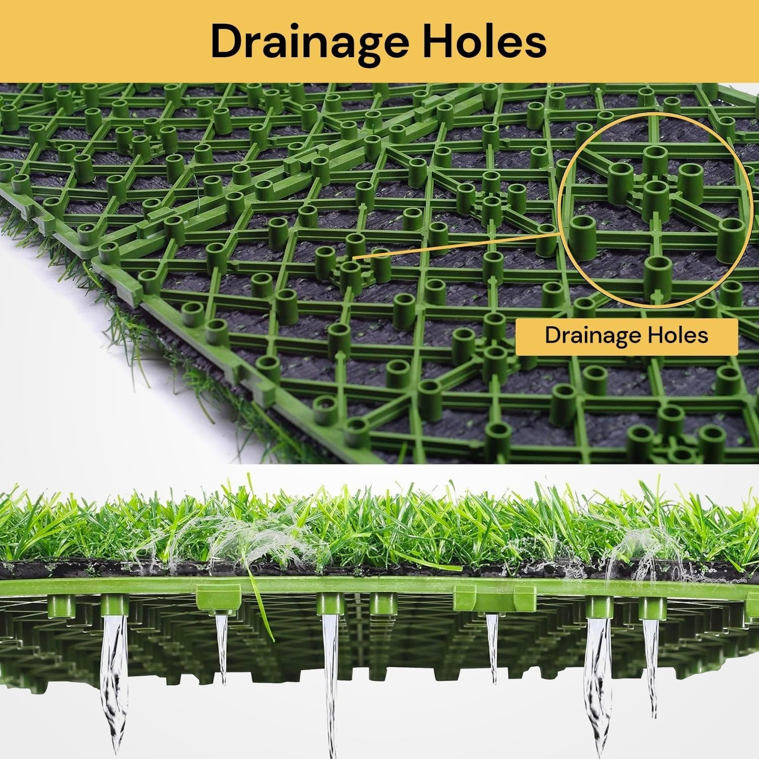 EZONEDEAL 1Pcs Artificial Grass Turf Tiles Interlocking - Artificial Turf Grass Rug,Fake Grass Decor Self-Draining Mat for Pet Dog Indoor/Outdoor Flooring Decor 12''X12'' (1) image number 1