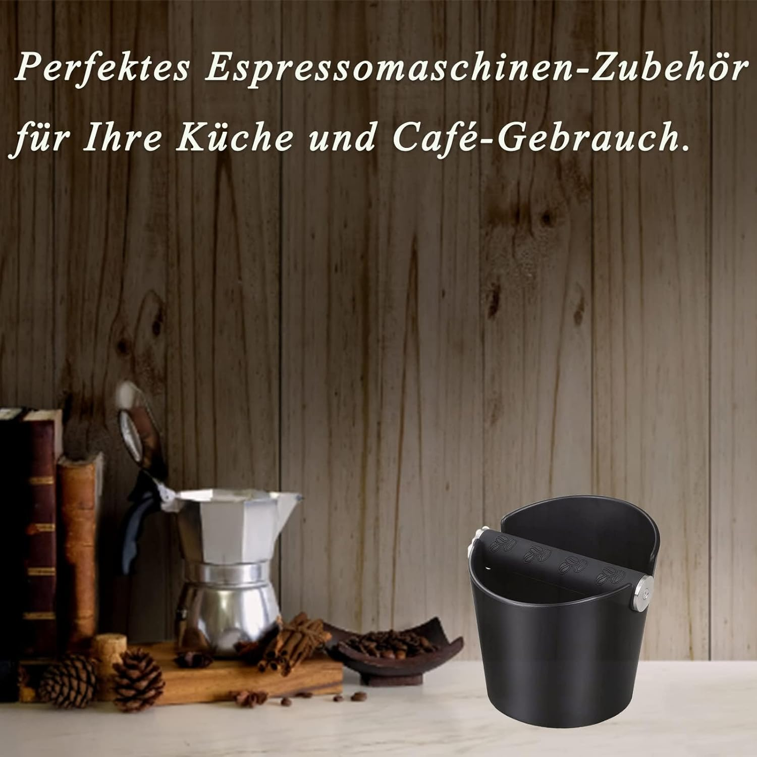 Coffee Knock Box, Durable Barista Style Espresso Dump Bin with Removable Metal Knock Bar and Non-Slip Base (Round, 4.8 Inch/12Cm) image number 5