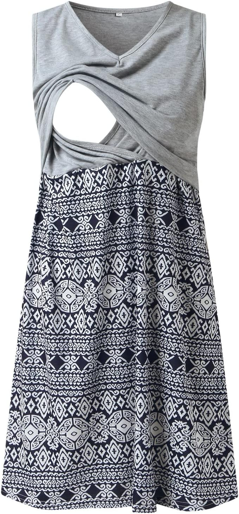 Baby Clothes Girl Womens Maternity Casual Sleeveless Floral Print V Neck Nursed Tanks Dress for Breastfeeding Cute Dress Petite image number 4