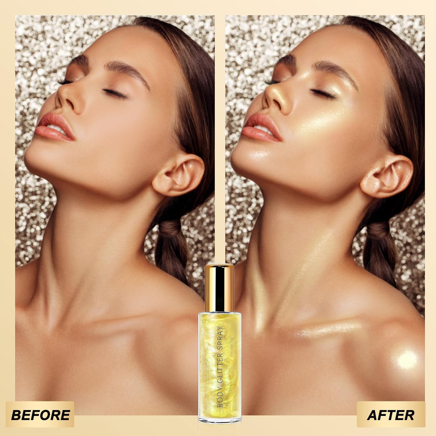 Body Glitter Spray,Quick Dry Face Glitter Gel,Body Shimmer Painted Stage Makeup Highlight for Face Neck and Shoulder Body Glitter image number 3