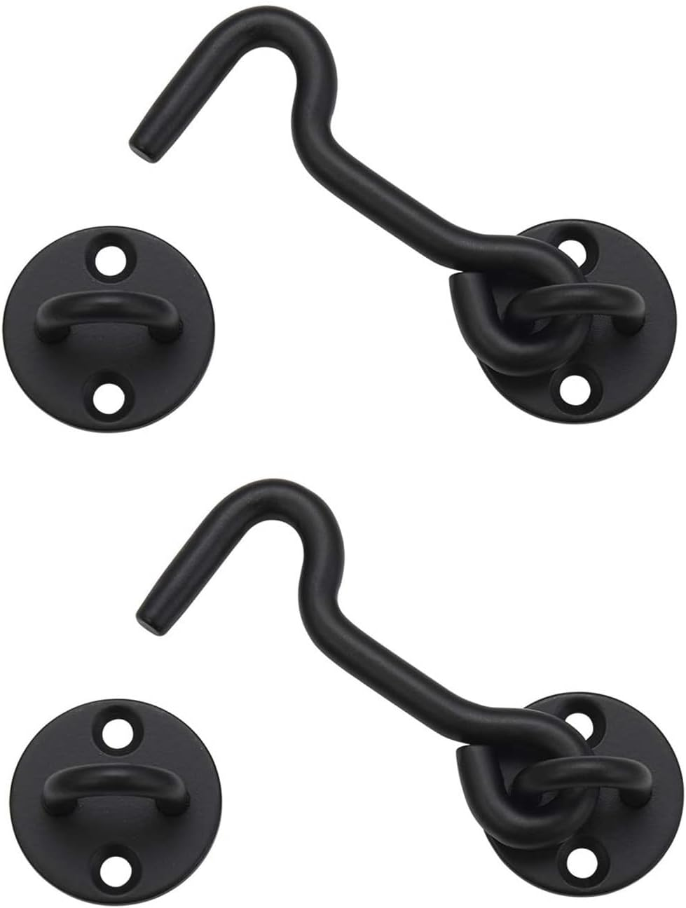 FACAICAI 4" Black Privacy Hook and Eye Latch Easy Lock for Barn Door (2 Black) image number 5