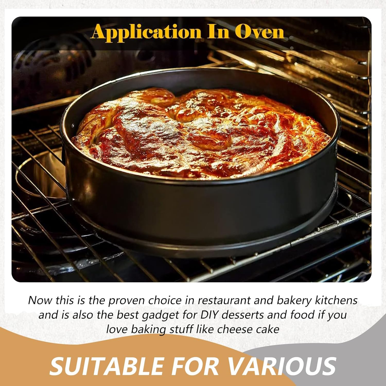 JZS round Cake Pan, (1 Pcs) Spring Form Pan Pie Mold Bakeware Non Stick, 24 Cm image number 2