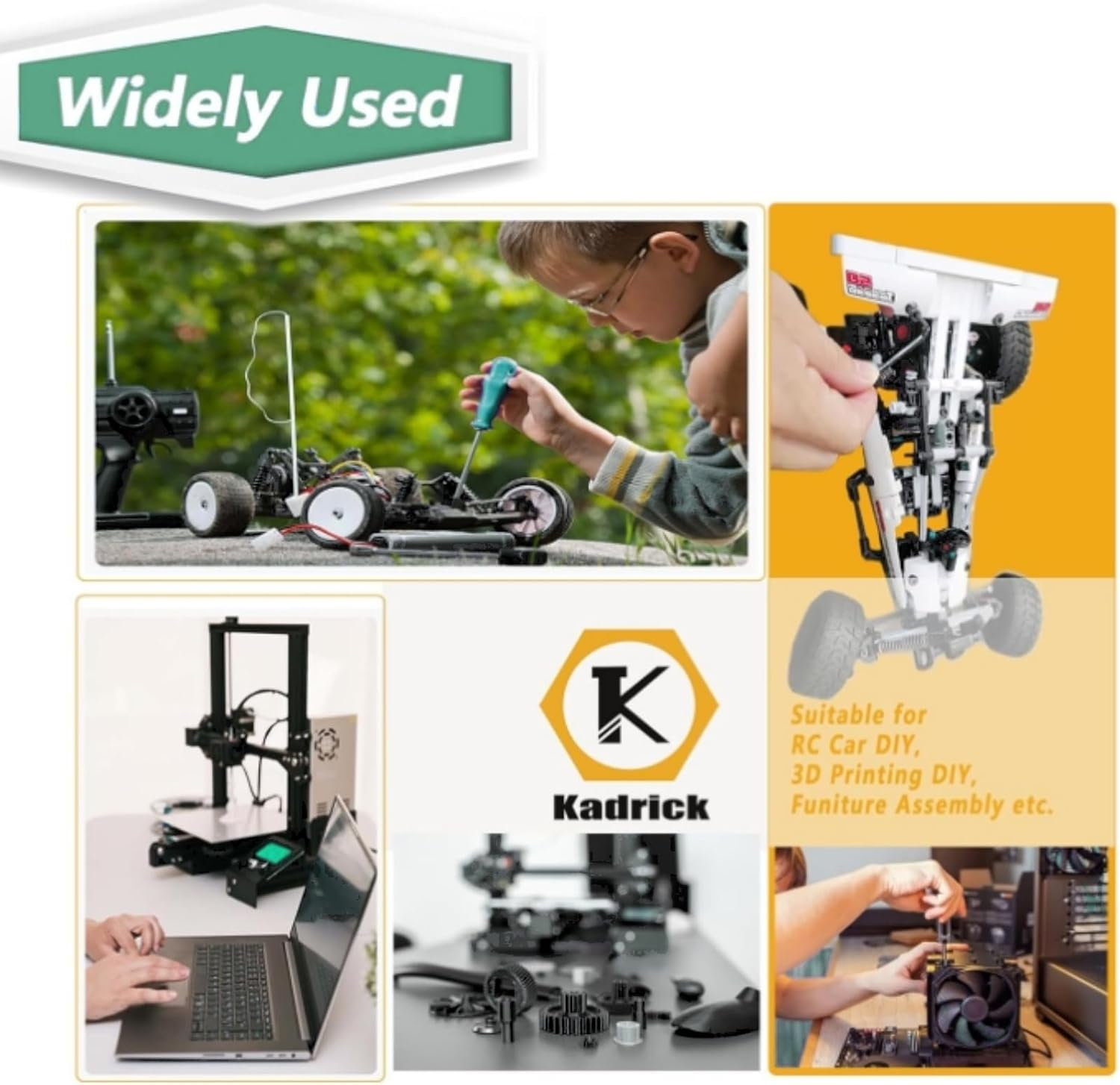 KUGONTC Metric Screw Assortment, 2020PCS Metric Bolt Assortment Kit M2 M3 M4 M5 Machine Screws with Lock & Flat Washers, Grade 10.9 Alloy Steel Hex Socket Button Head Black Screws Nuts and Bolts Kit image number 2