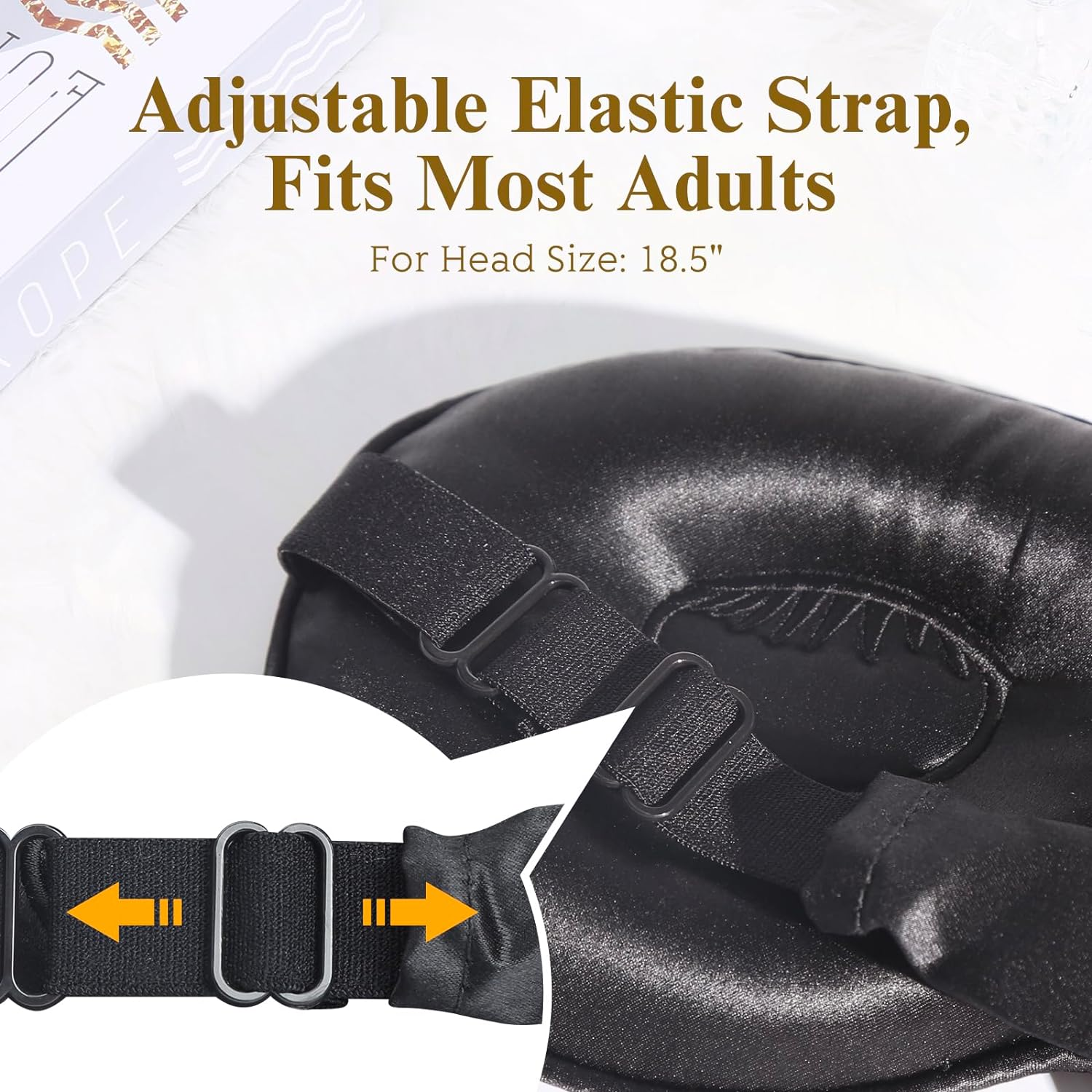 Beevines Silk Sleep Mask, 1 Pack 22 Momme Silk Eye Masks for Sleeping with Adjustable Strap, 3D Contoured Sleep Eye Mask for Eyelash Extension, Blackout Mulberry Silk Eye Mask for Men & Women (Black) image number 6