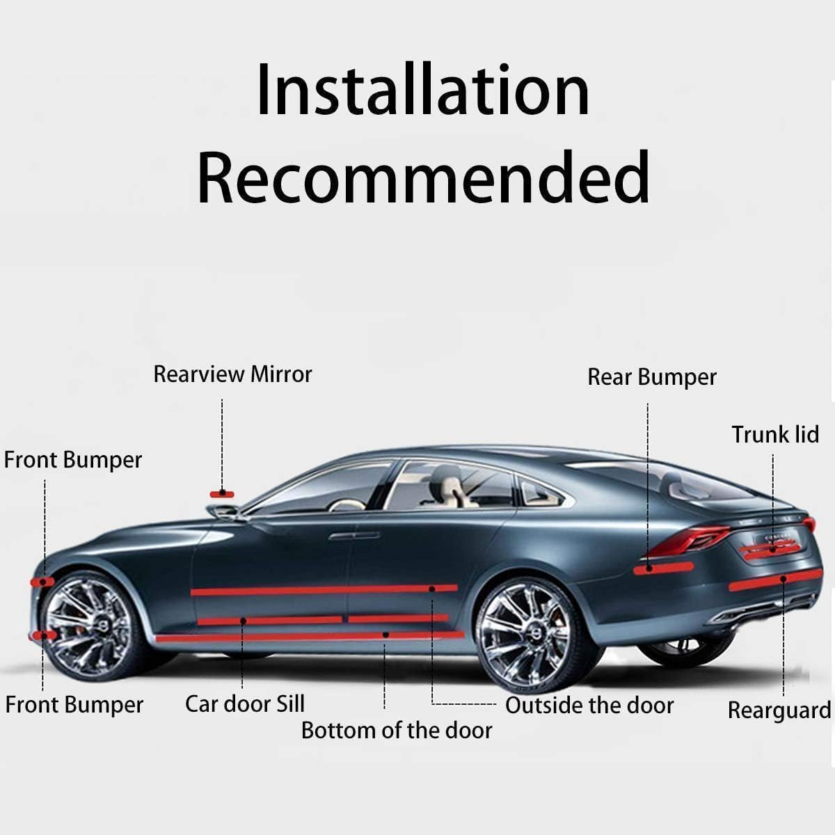 Str-Car Door Entry Guards Scratch Cover Protector Paint Threshold Guard,Front Rear Door Entry Sill Guard Scuff Plate Rear Bumper Protector Guard for Most Cars,2In9.8Ft(5Cm3M) Black image number 4