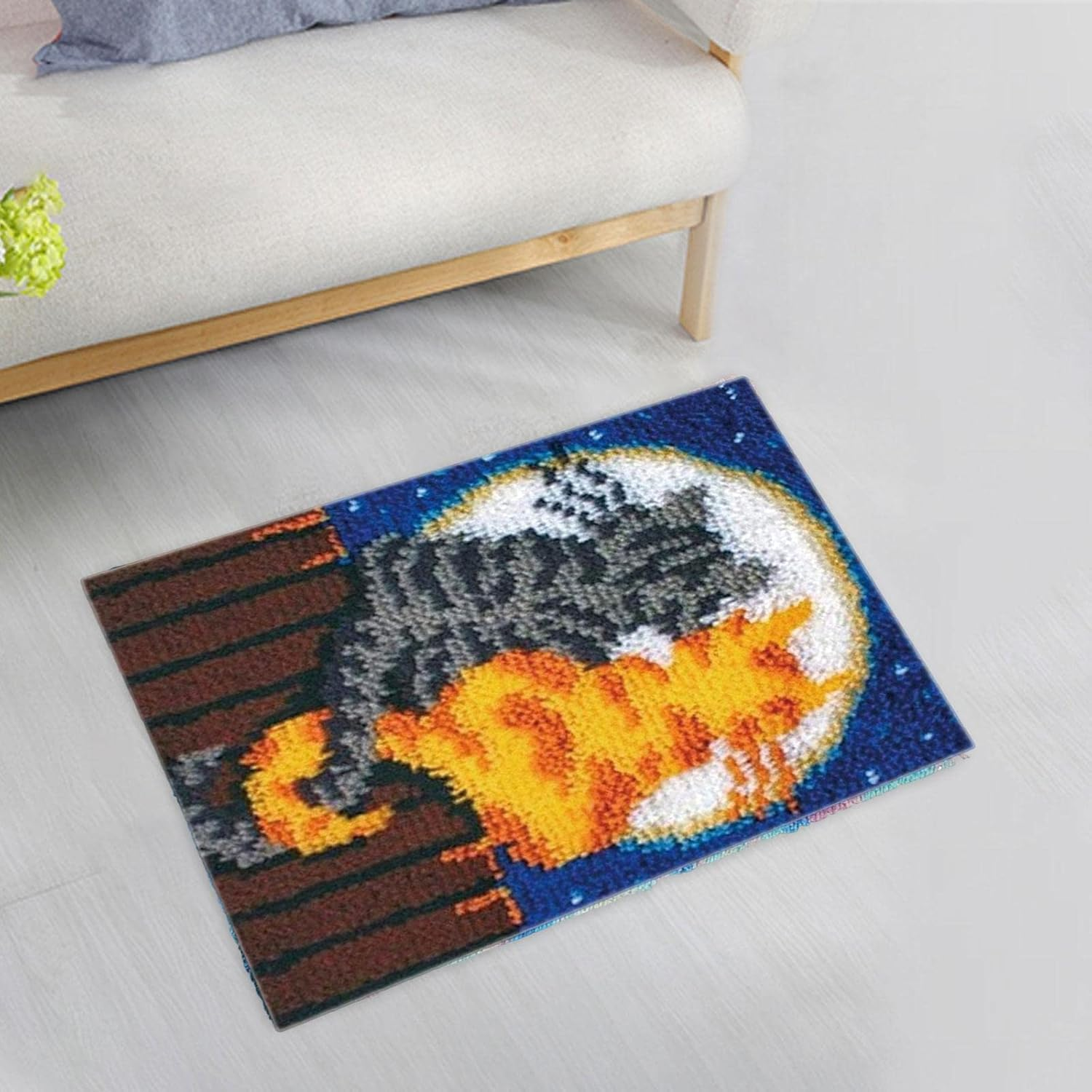 Oshhni Latch Hook Craft Kit Crochet Carpet Latch Hook Kits for Adults for Adults Beginners , Hug Cats