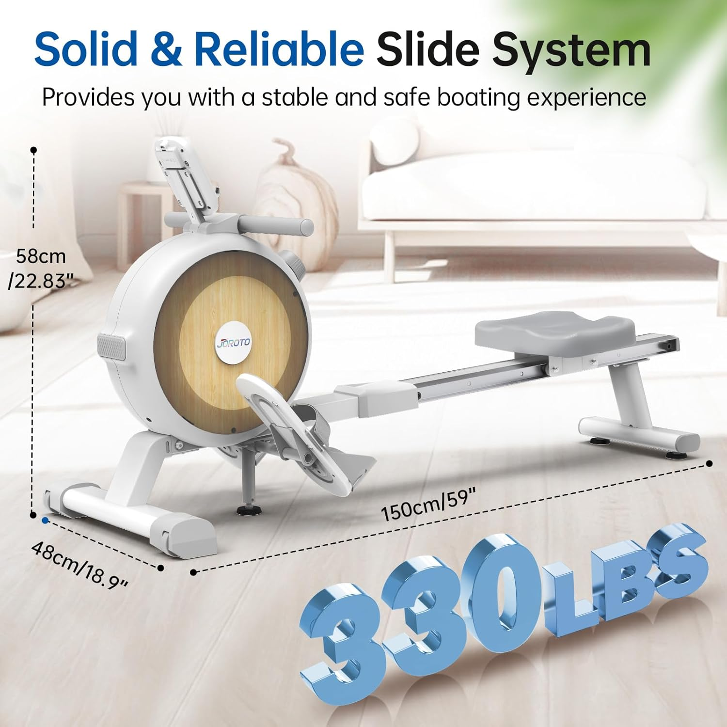 JOROTO Rowing Machines for Home Use,Magnetic Rower Machine 16 Levels of Resistance, 150Kg Weight Capacity with Bluetooth Monitor and Phone Holder image number 3