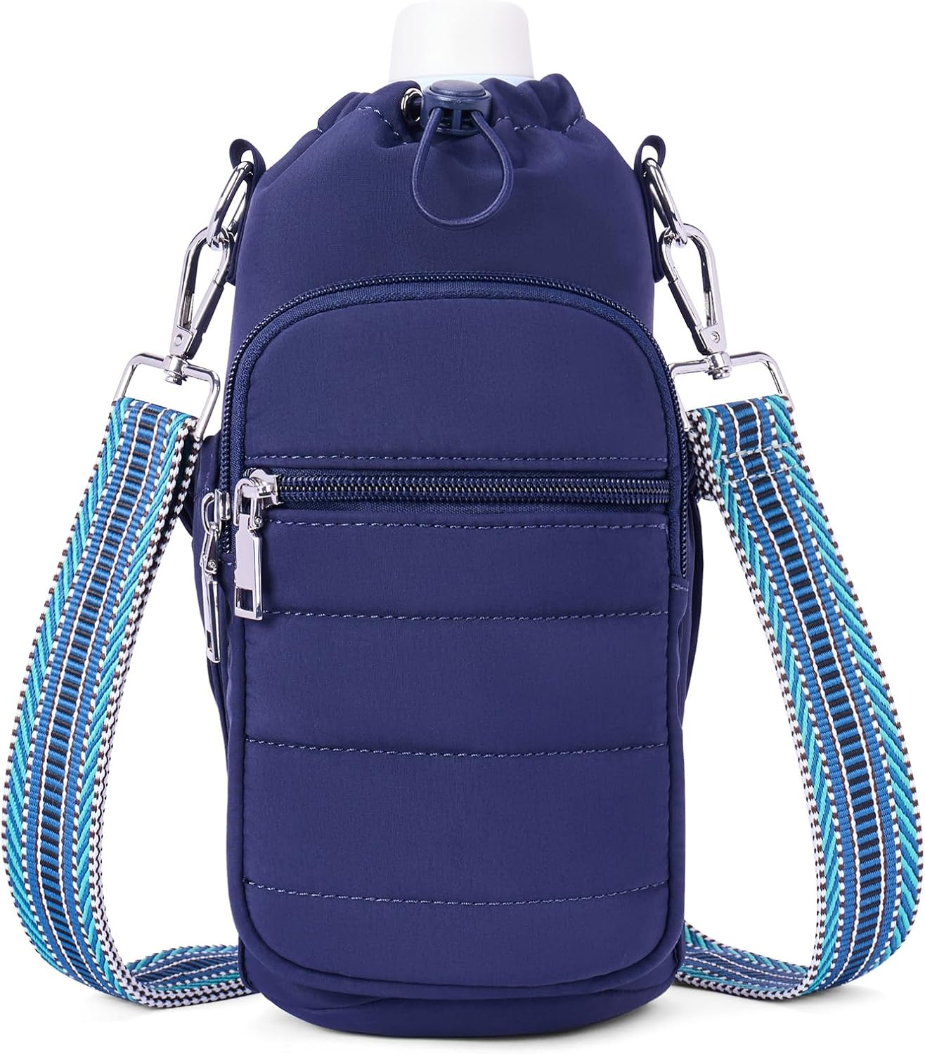 Lexiyat Water Bottle Bag 40 Oz Crossbody Holder for Walking Hiking Insulated Carrier Purse with Adjustable Strap