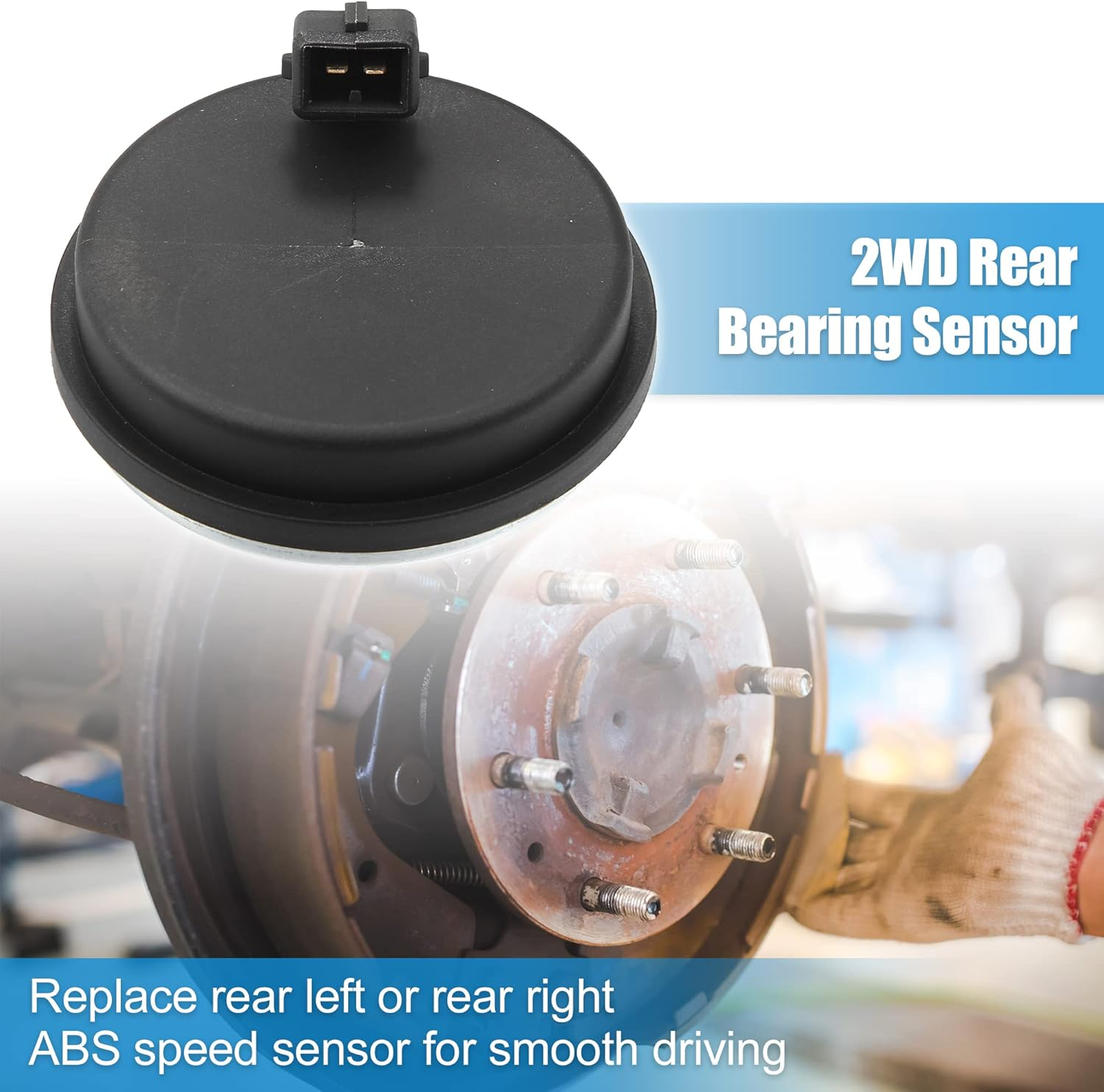 X AUTOHAUX Rear Hub Bearing ABS Speed Sensor for Hyundai Veloster N Tucson Sonata W/O AWD for Kia Sportage 2WD 58980-C1100 Rear Hub Wheel Speed Sensor Cap Rear Left Right Black ABS image number 4