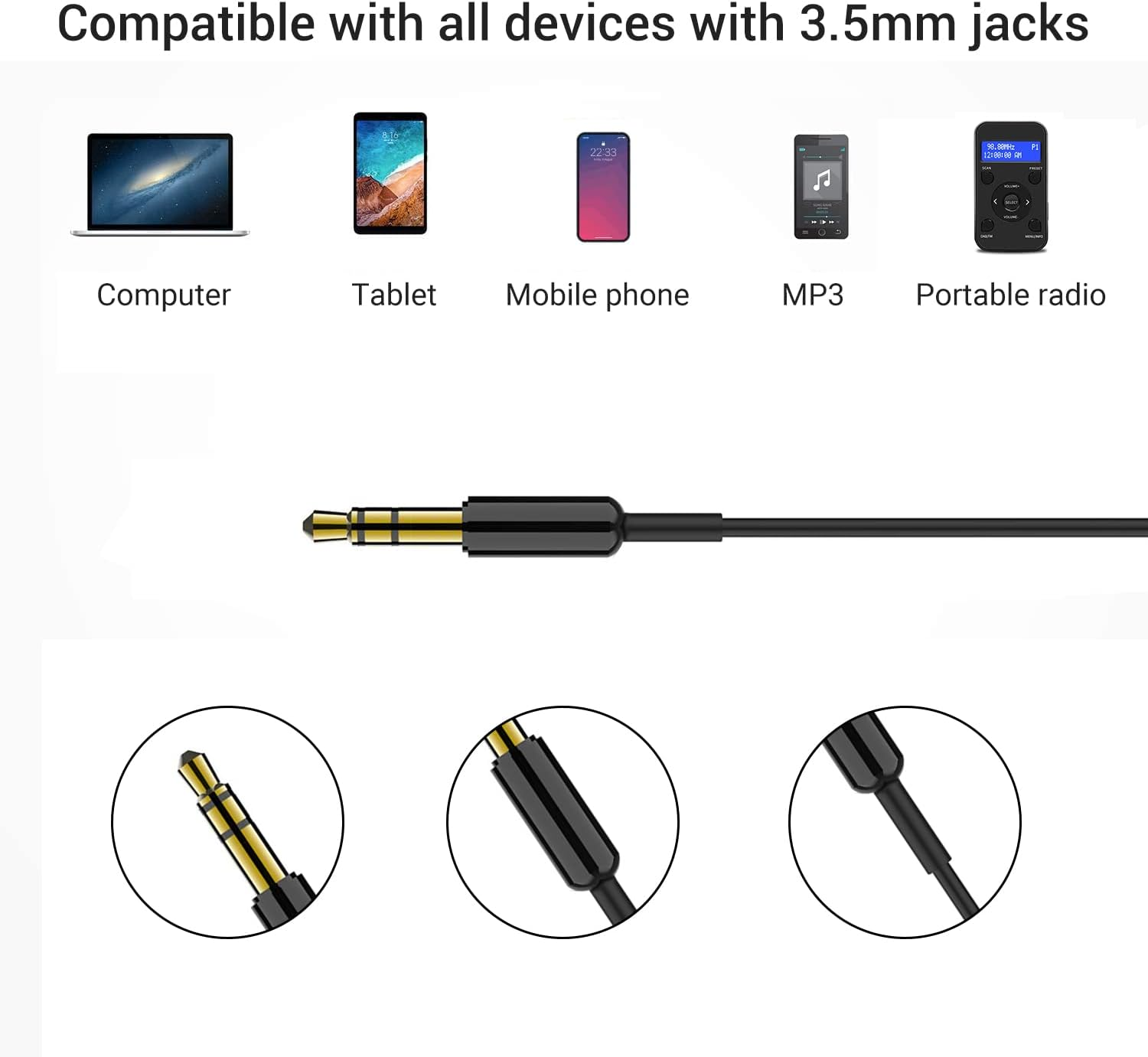 LEMEGA Earphones, Comfortable in Ear Earphones with Stereo Sound, for PR1/ PR2/DR1/DR3/CR2+/CR4 DAB Radio - Black image number 1