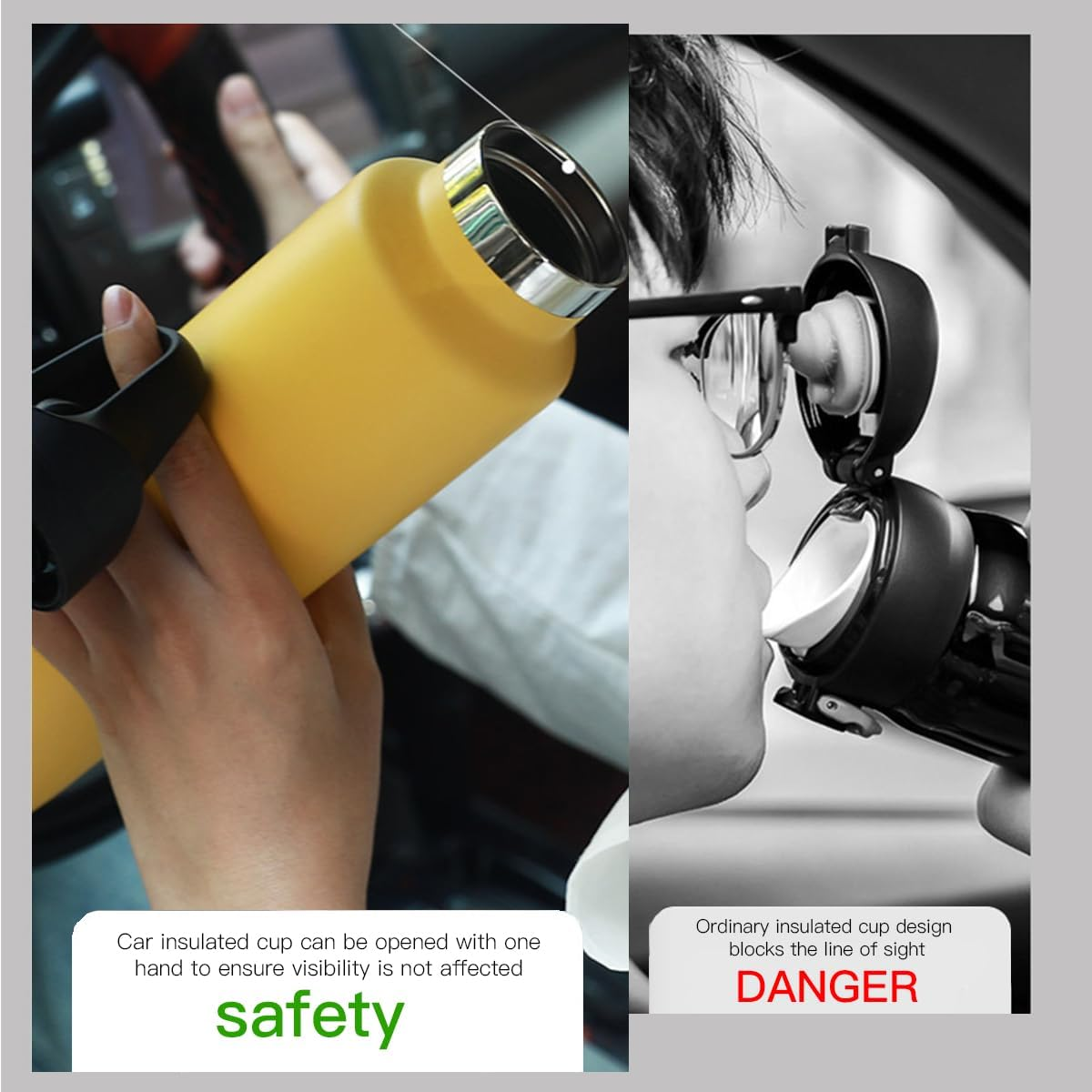 Nordquest Simple Modern Water Bottle with Straw, Designed for Drivers，Coffee Travel Mug, Snap-On Bottle Cap, One-Handed Convenience, Iced Coffee image number 2