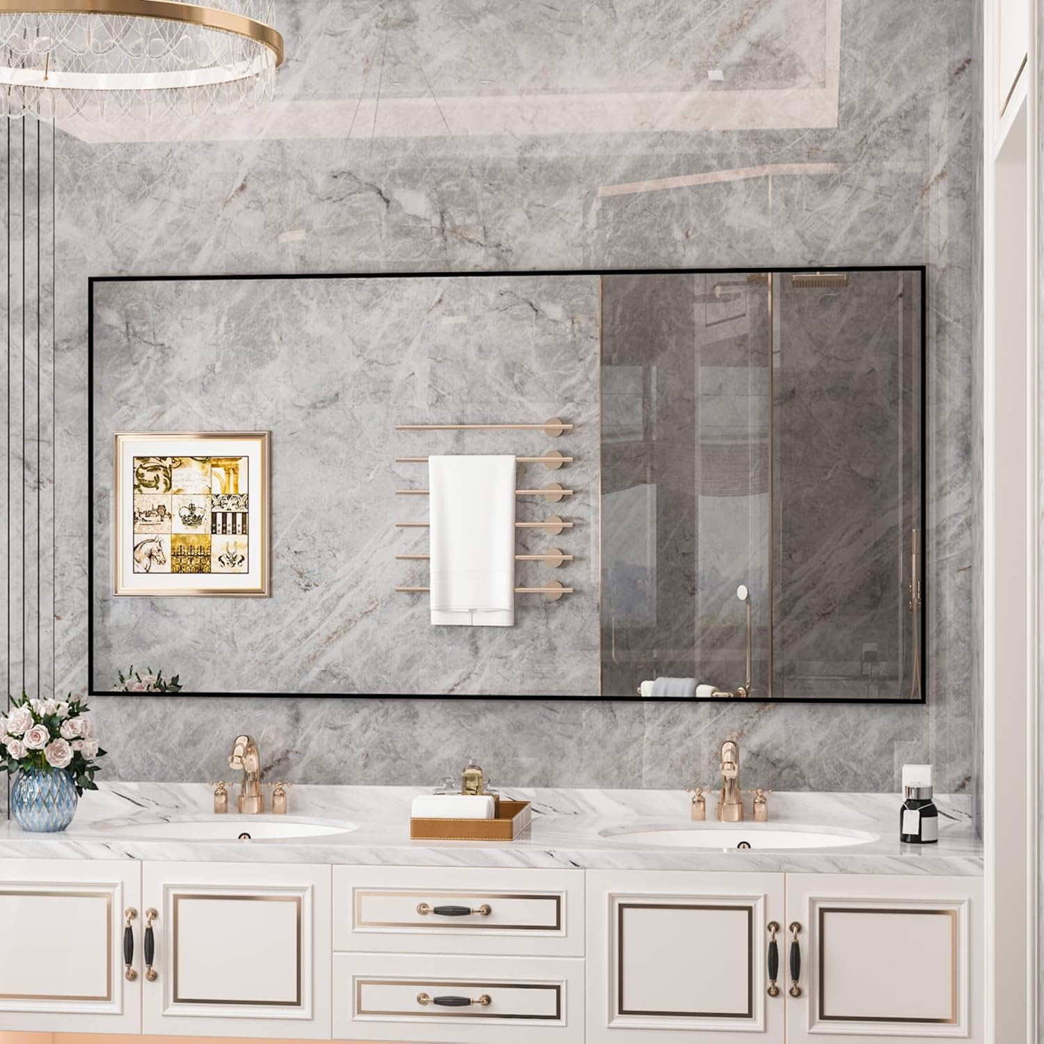 CASSILANDO Oversized Full Length Mirror, 180 * 80Cm Extra Large Floor Standing Mirror with Aluminum Alloy Frame for Bedroom image number 2