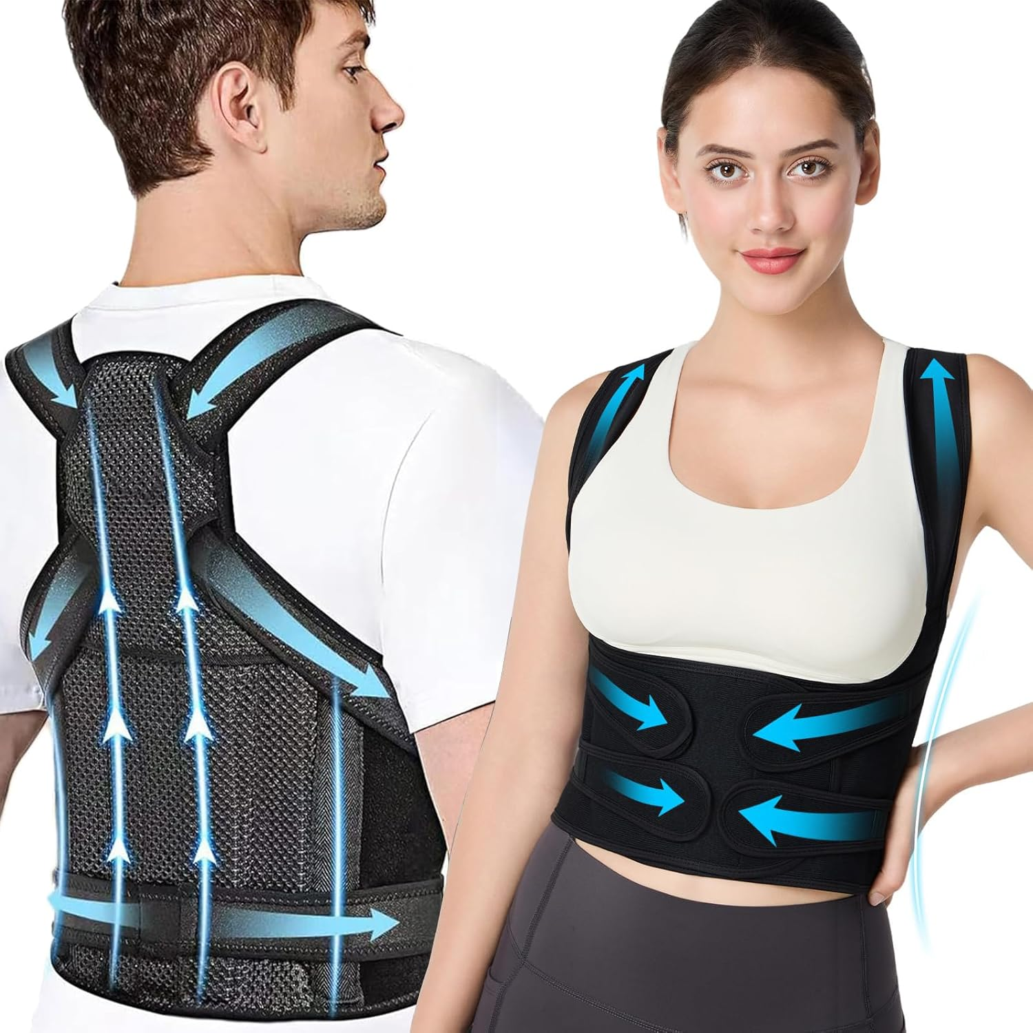 Posture Corrector for Men and Women, Back Brace, Scoliosis and Hump Correction, Breathable, Adjustable, Improves Posture for Men and Women, Can Be Used during Sports, Office, and Bedroom L image number 6
