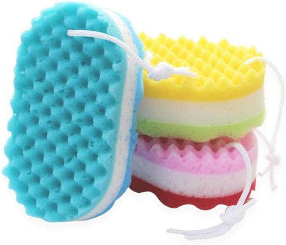 WOIWO 3 Pieces 100% Fiber Sponge Bath Sponge Body Scrubber, Super Size, Delicate, Soft and Rich Foam, Can Be Reused to Remove Dirt and Excess Grease from Cosmetics