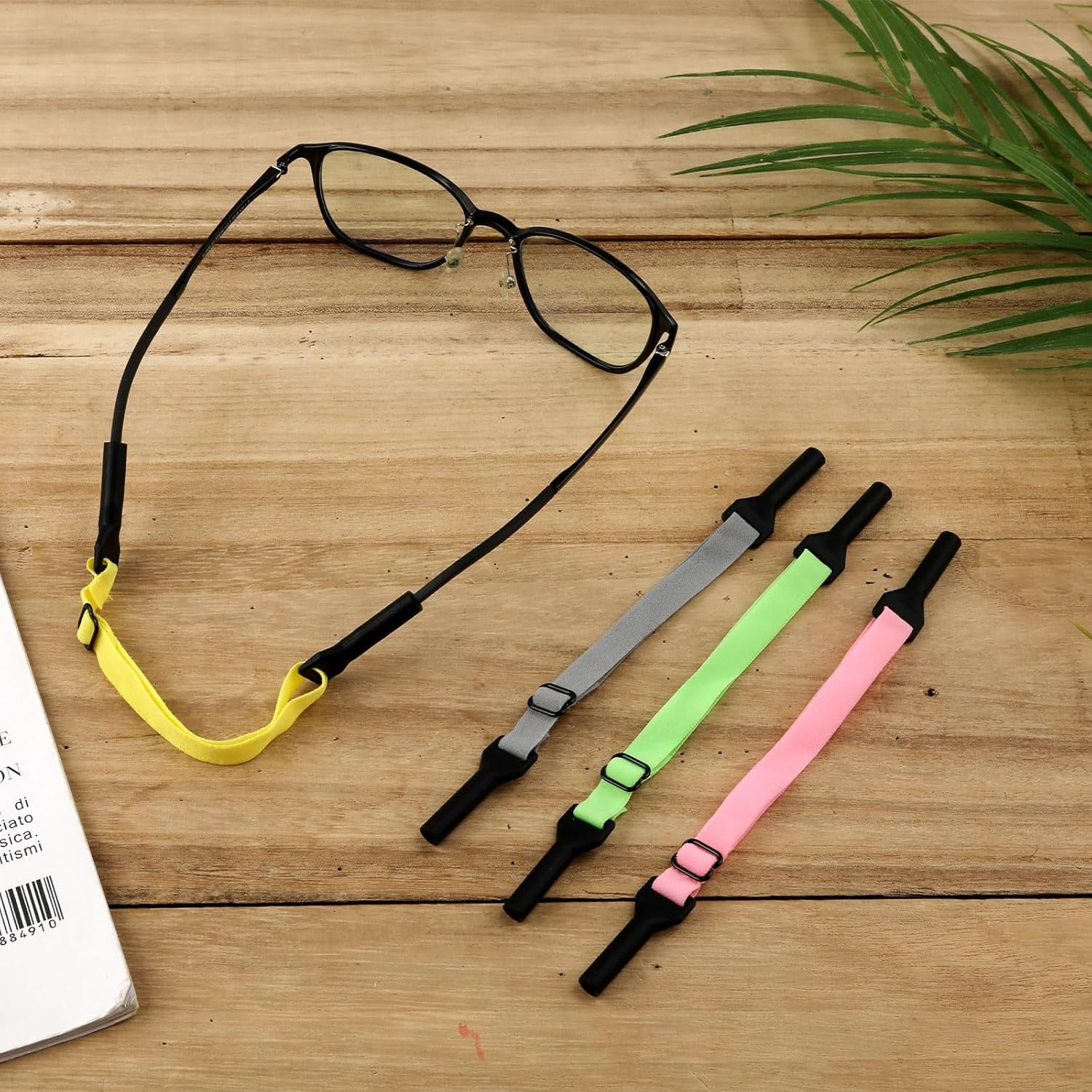 BOXOB 4Pcs Adjustable Glasses Straps, Silicone Sunglasses Strap Universal Eyeglasses Strap Glasses Lanyard Accessories for Eyeglasses Sunglasses (Light Green, Pink, Gray, Yellow), Multicolor, Large image number 5